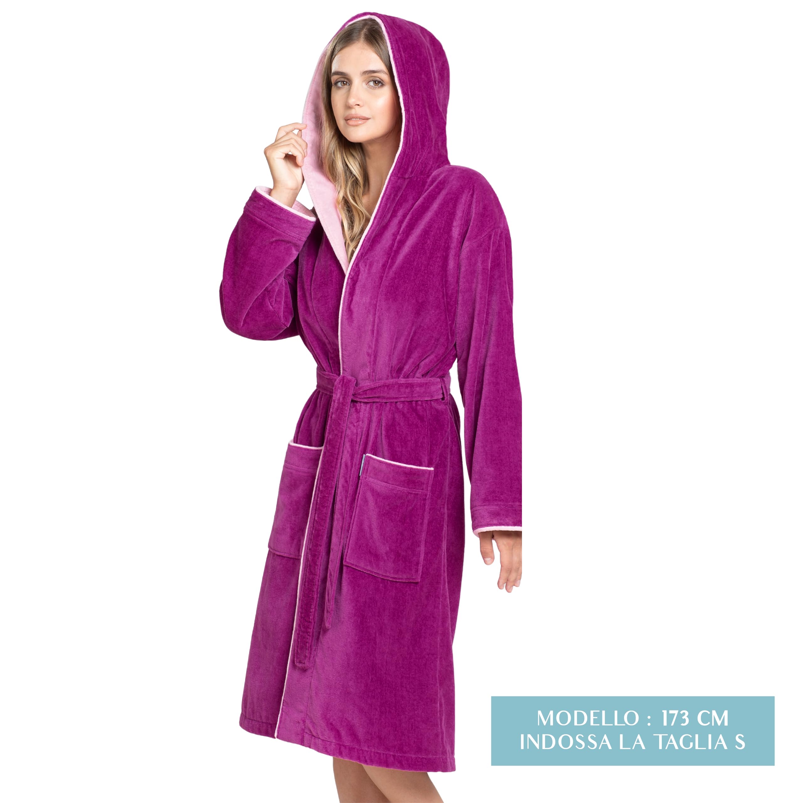 Twinzen Accappatoio Donna Cotone - Cotone Velour - Accappatoio da Donna Velour Accappatoio Donna OekoTex Ultra Morbido