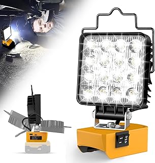 4800LM Cordless Led Work Light for Dewalt 20v Battery, 140° Rotate UnderHood Work Light, Portable Flood Light 5000K, USB Type C Charge BMS Low Voltage Protect Battery Power Work Light Mechanic Tool