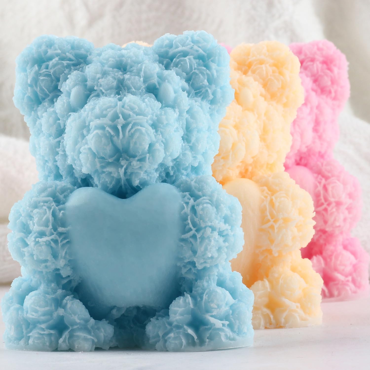 Moule En Silicone Confession Ours Animal, Bougie, Fleur De Rose, Ours En Peluche, Peinture En Résine, Plâtre, Décor De La Fête Des Léons, Cadeaux En Chocolat