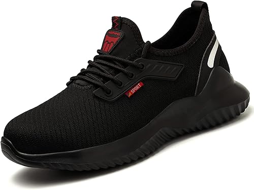 Kezhiho Zapatos de trabajo con punta de acero para hombre, ligeros, cómodos, antideslizantes, a prueba de pinchazos, zapatos de seguridad,