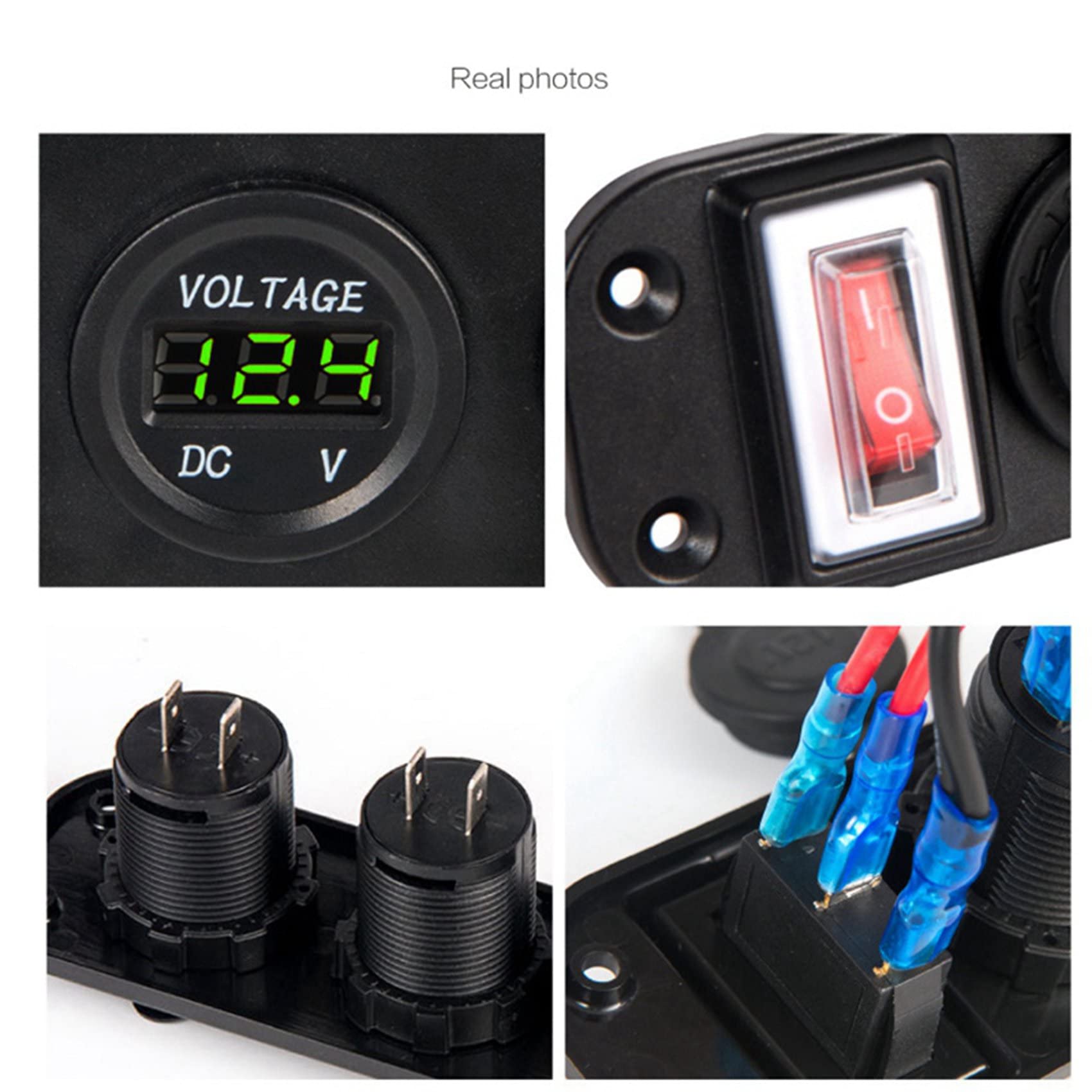 3 x 4 w 1 Dual QC3.0 ładowarka C-Igarette gniazdo zapalniczki woltomierz cyfrowy z przełącznikiem kołyskowym