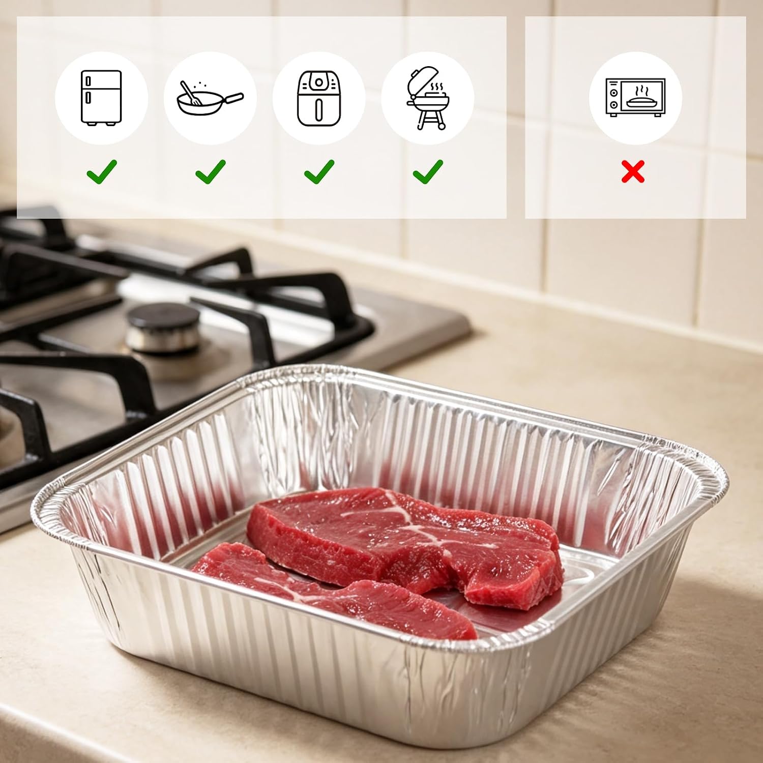 55 Pack Aluminum Pans, 8"x8" Disposable Foil Baking Pans for Cake, Roasting