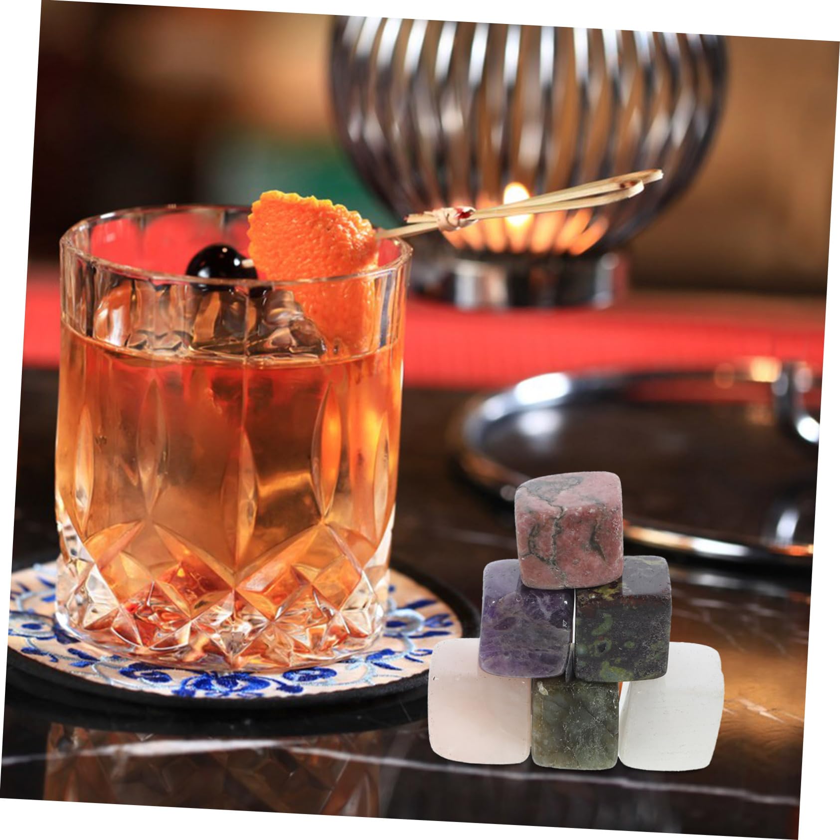 iplusmile 30stücke Wiederverwendbare Whiskey-steine Rosenquarz Kühlt Getränke Verwässerung Für Whisky Cocktails Und Erfrischungsgetränke Als Für
