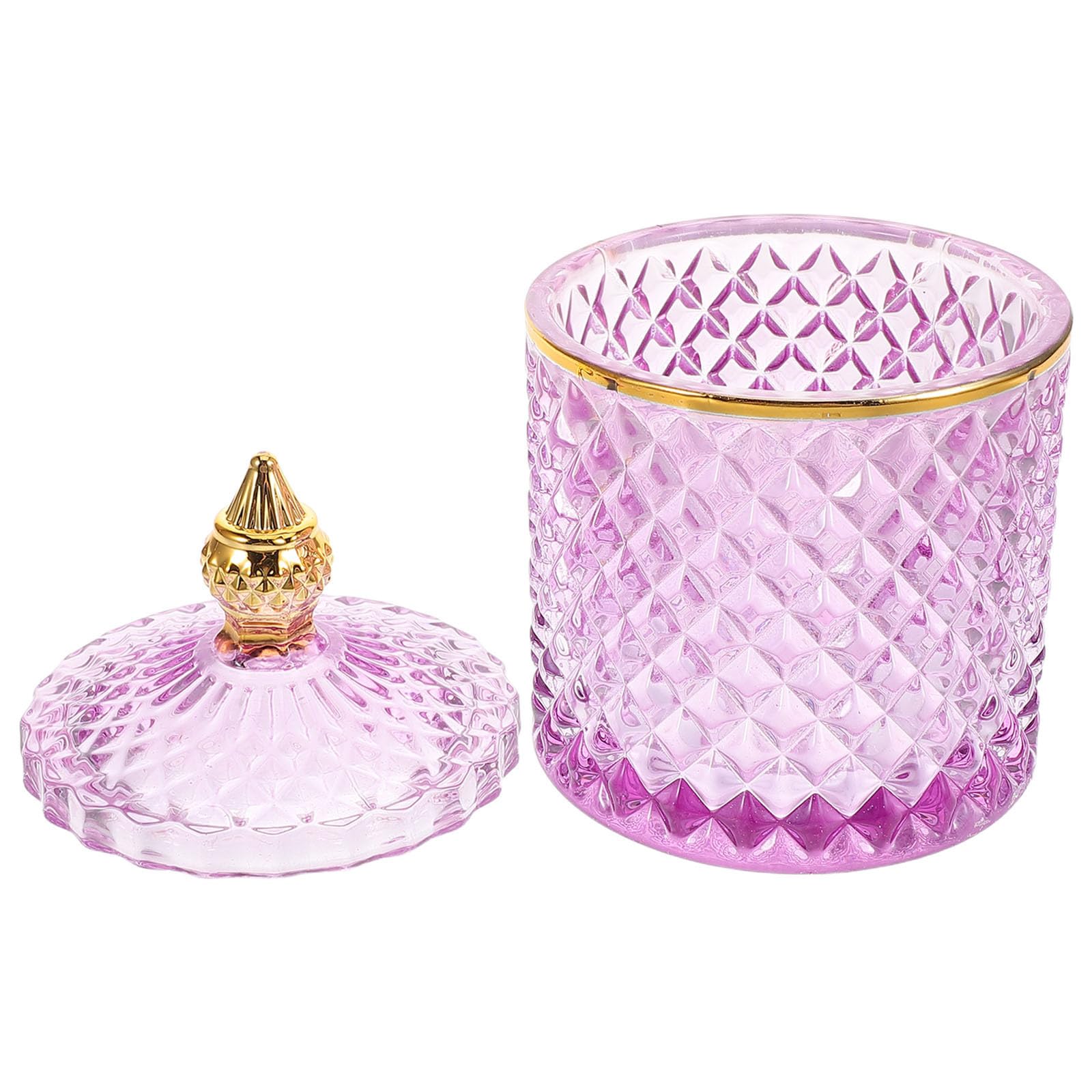 Tarro de cristal para joyas con tapa hermética color púrpura