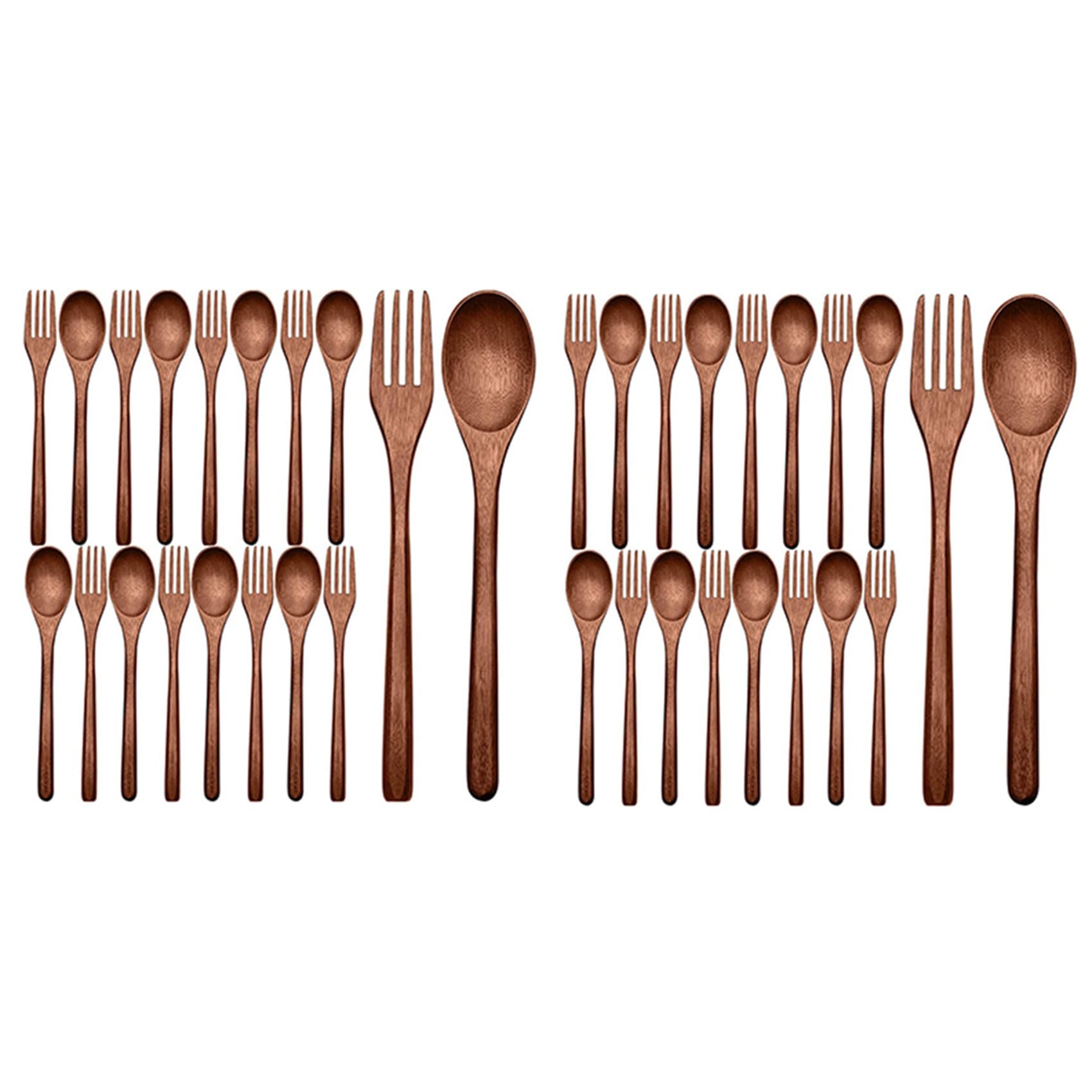 Hndhbfgrt 32Pcs Wooden Spoons Forks Set Including Wooden Spoons and Wooden Forks Japanese Wooden Utensil Set Reusable Handmade