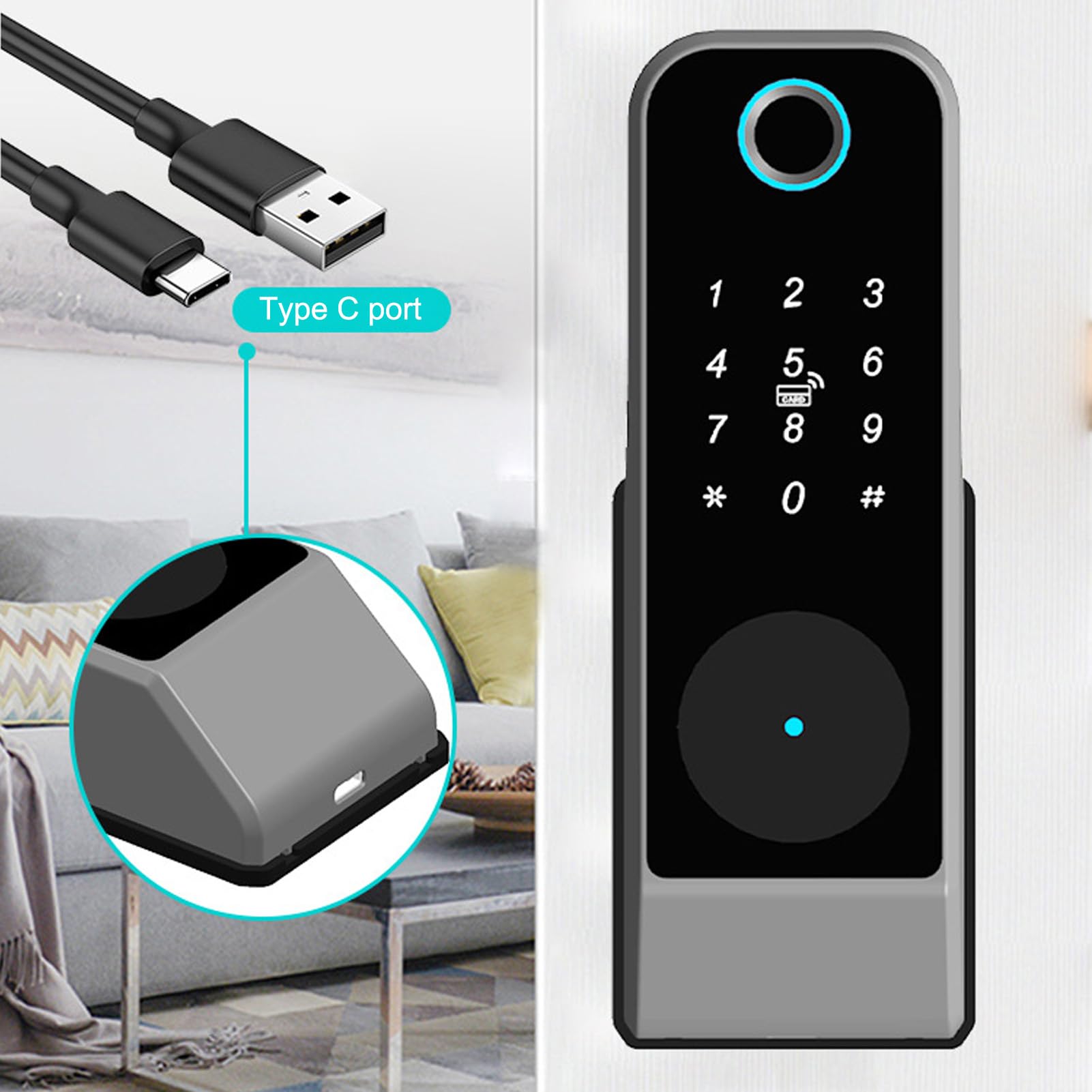 Haofy Cerradura Puerta Inteligente con Huella Digital y Tarjeta Contrase?a Seguridad IP66 para Exterior Interior Control Móvil para Hogar Oficina Familiar Acceso Sin Llave