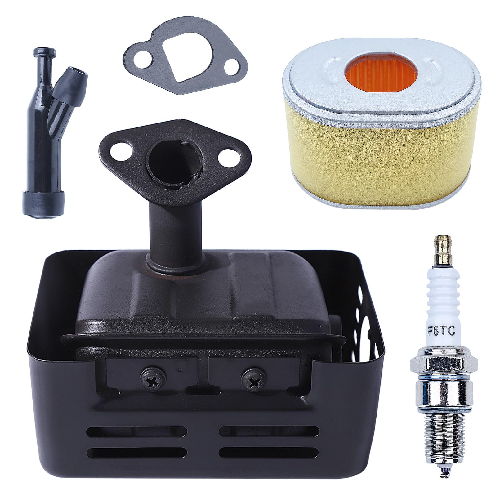 Silenziatore di scarico per Honda GX120 GX160 GX200 168F 4HP 5.5 HP 6.5HP Motore, Silenziatore con candela di avviamento tappo candela spaccata filtro aria