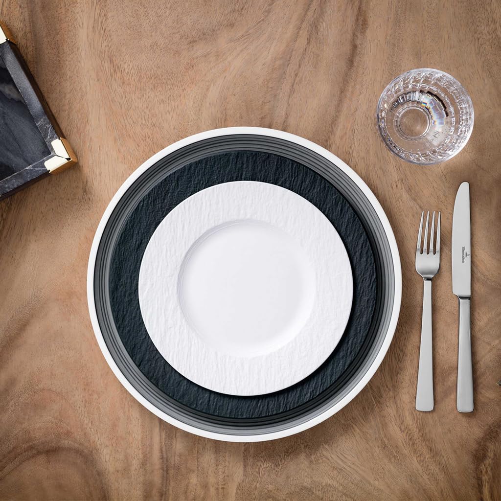 Villeroy & Boch - Manufacture set da colazione, 6 pz., set di stoviglie per 2 persone, porcellana Premium, bianco