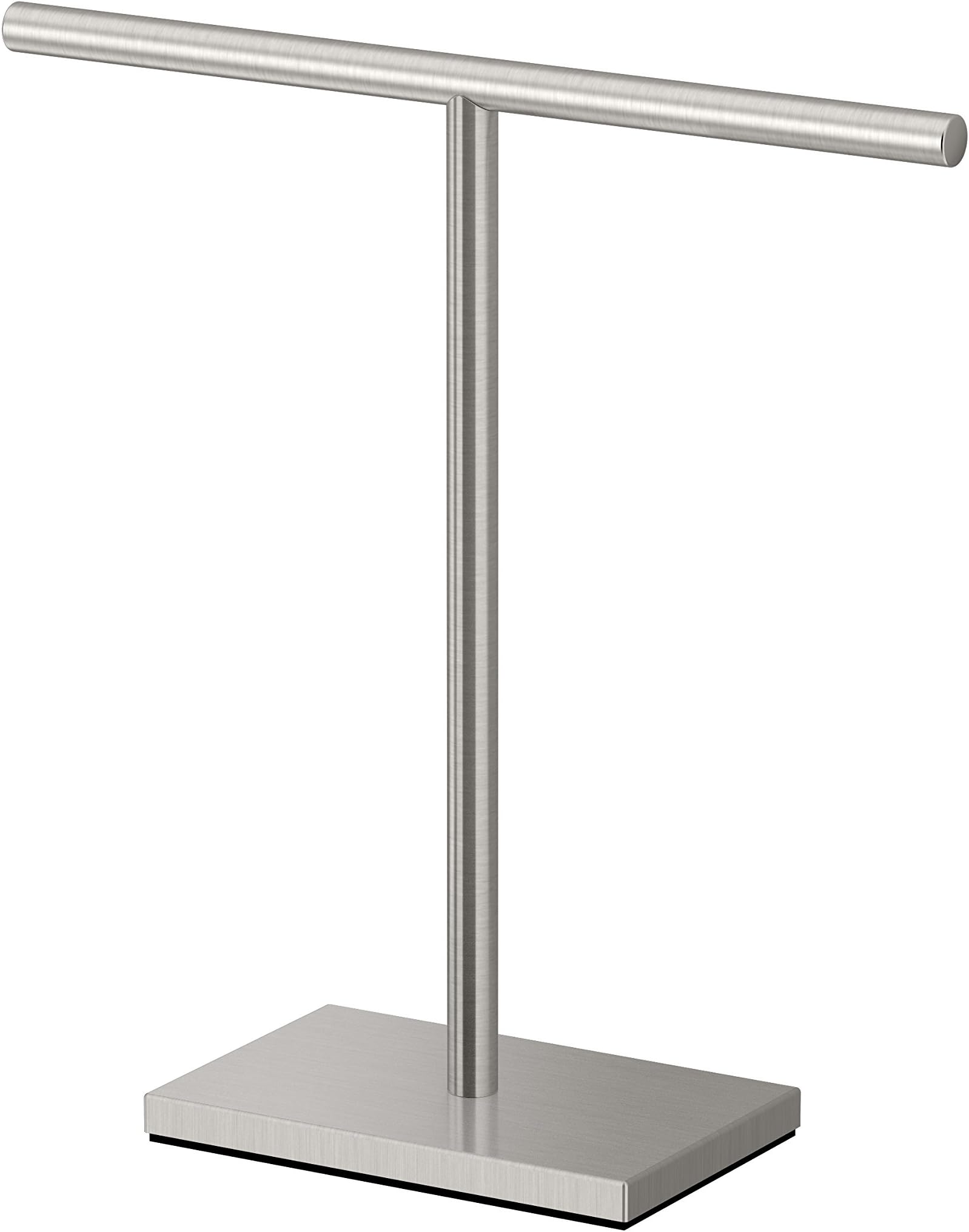 Gatco 1444SN, Modern Rectangle Base Freestanding Countertop Towel Holder, Satin Nickel / 10.50"W x 11.13"H T-Shape Style Countertop Hand Towel Holder for Bathroom, Kitchen/ Fingertip Towel Rack