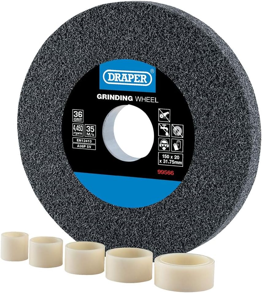 Draper 99566 Aluminium Oxide Bench Grinding Wheel 36G (150mm x 20mm)