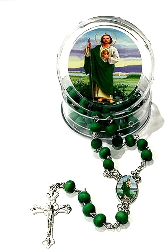 Miniatura 2 de 12 piezas de recuerdos de fiesta de bautismo de San Judas Rosarios verdes perfumados Recuerdos Bautizo San Judas Tadeo