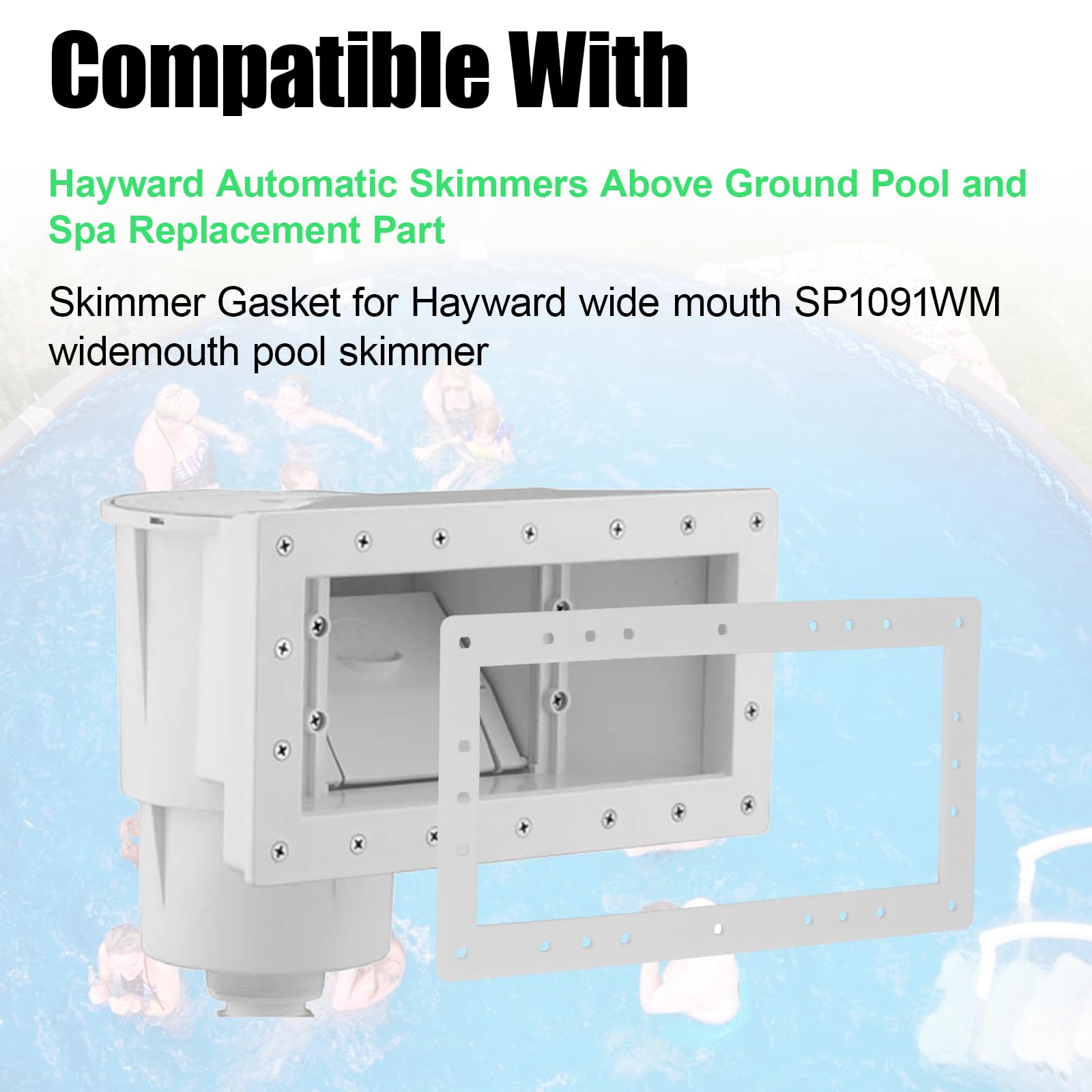 Spx1091Gw Pool Skimmer Gasket - Wide Mouth Skimmer Gasket Compatible with Hayward SP1091WM Dyna-Skim Above Ground Pool Skimmer, for Hayward Automatic Skimmers 13 3/4" x 7.5" - 2