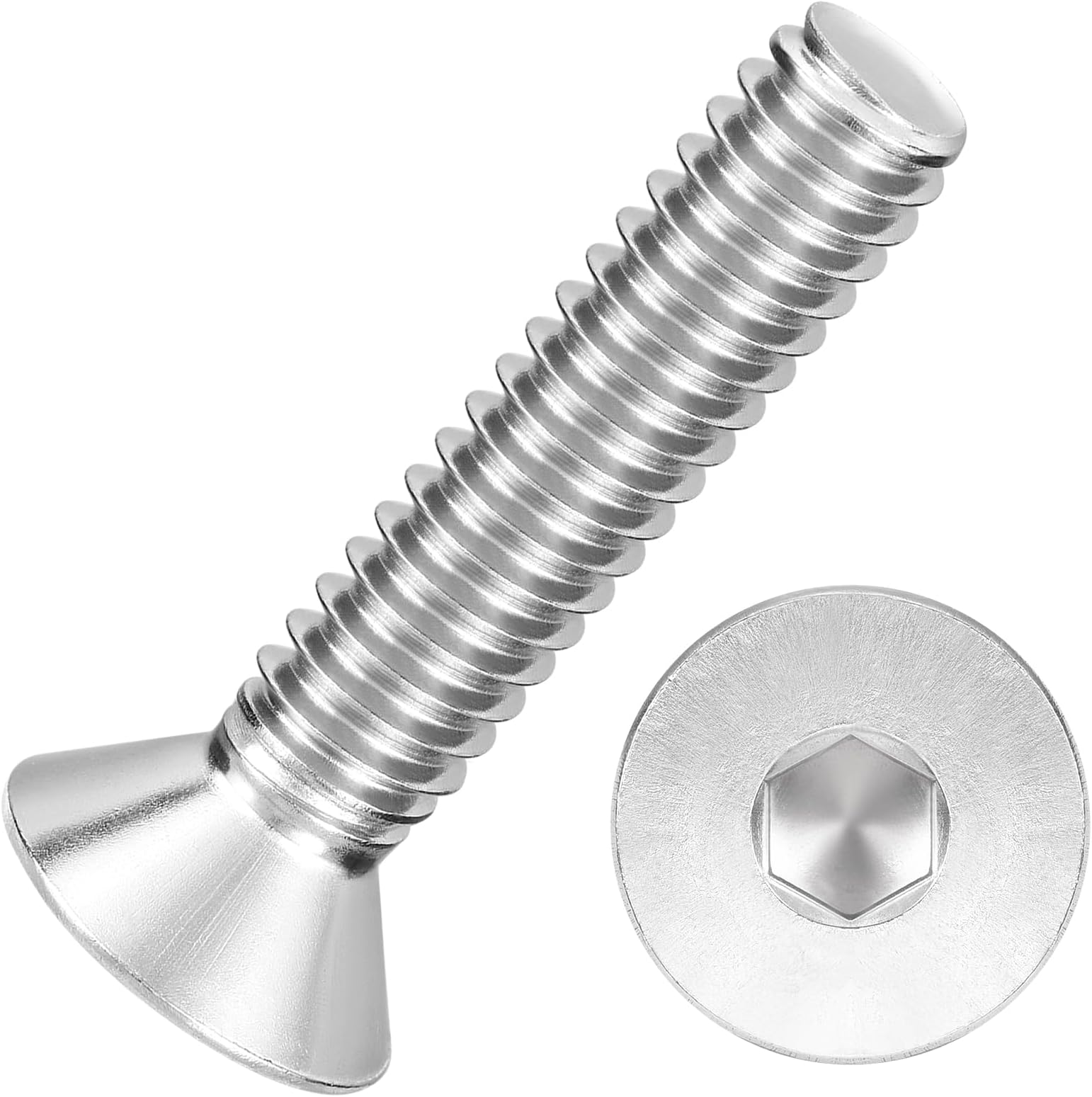 100Pcs Flat Head Socket Cap Screws - [1/4"-20x1-1/4], 304 Stainless Steel 18-8 Countersunk Bolts, Silver, for Automotive, Furniture Repair, Industrial Equipment & Temporary Fixes
