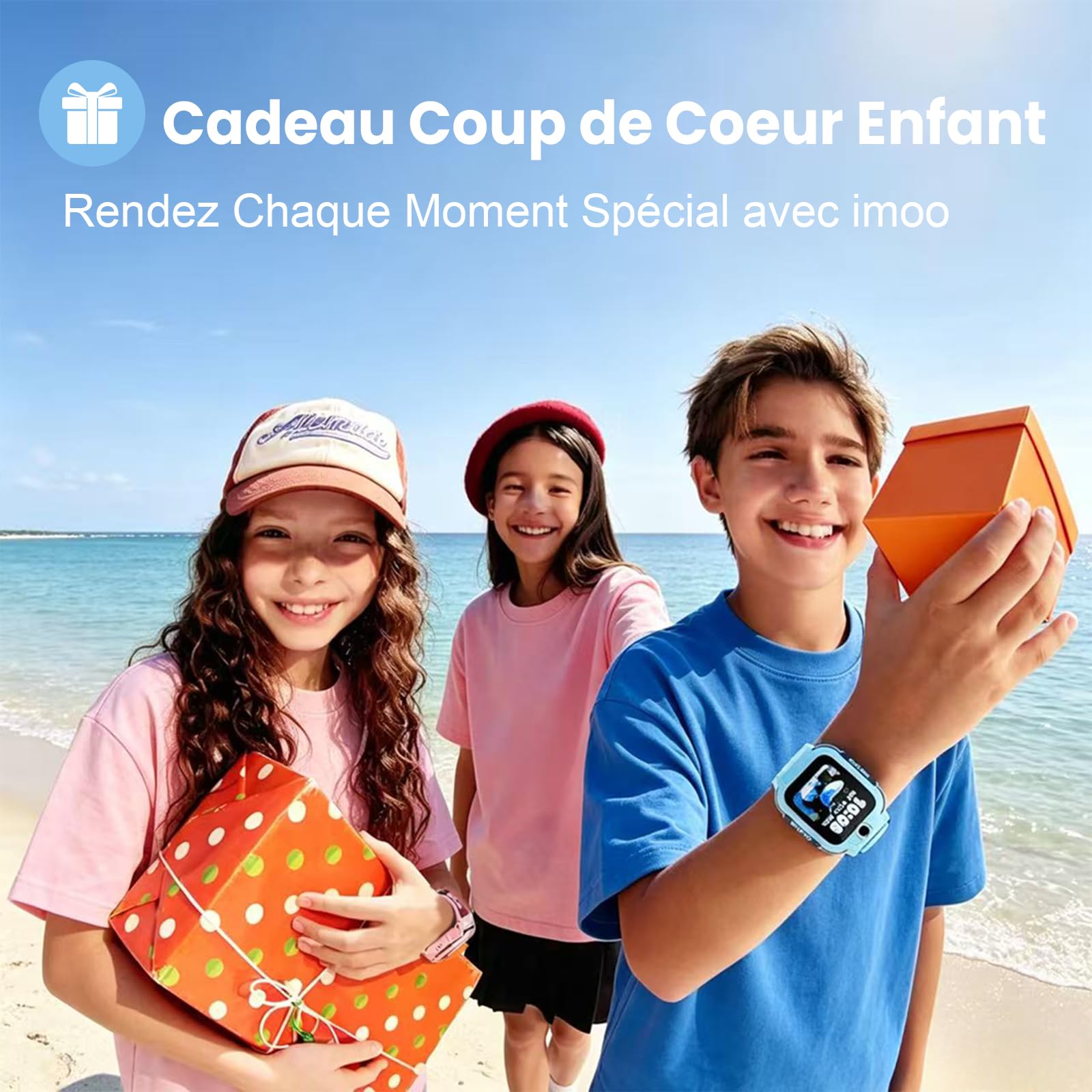 imoo Z3 Montre Connectée Enfant GPS, Montre Intelligente Enfant Carte Sim & 4G, Téléphone & Appel Vidéo, IP68 Étanche, SOS, Podometre, Mode Classe-Smartwatch Enfant Cadeau Fille Garçon - Bleu