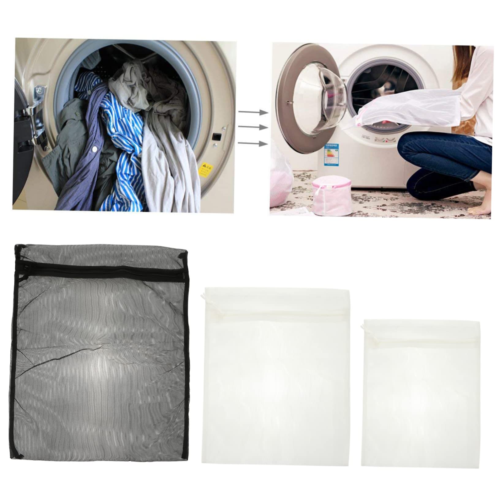 PRETYZOOM Set Di 9 Grandi Sacchetti Per Il Bucato in Rete Con Coulisse Per Lavatrice Reggiseni Biancheria Intima Campeggio Dormitori