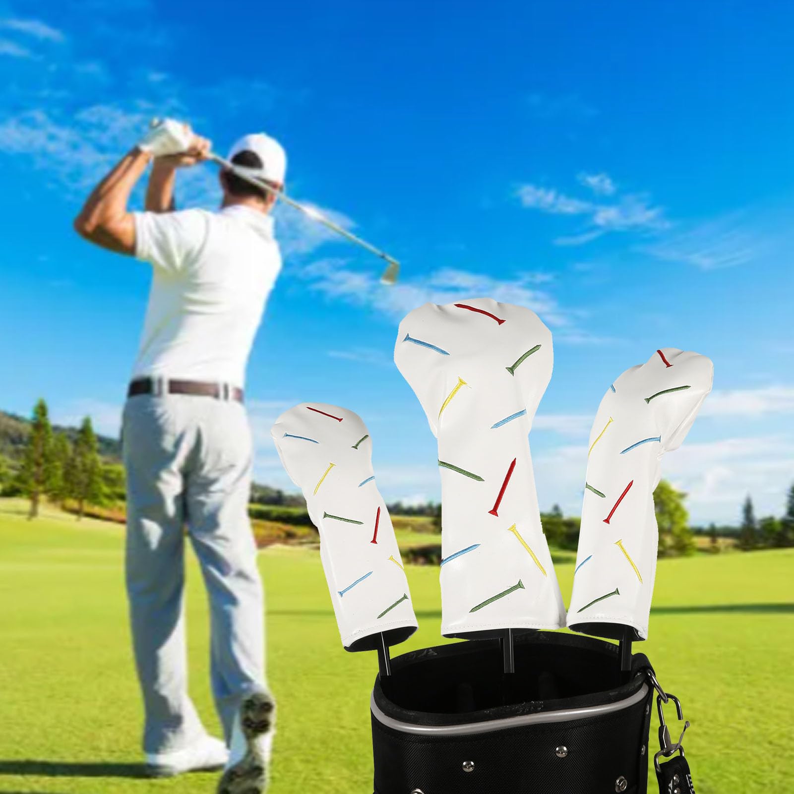 wasserdichte Golfschlägerhüllen aus PU-Leder, 3er-Set, Long Neck