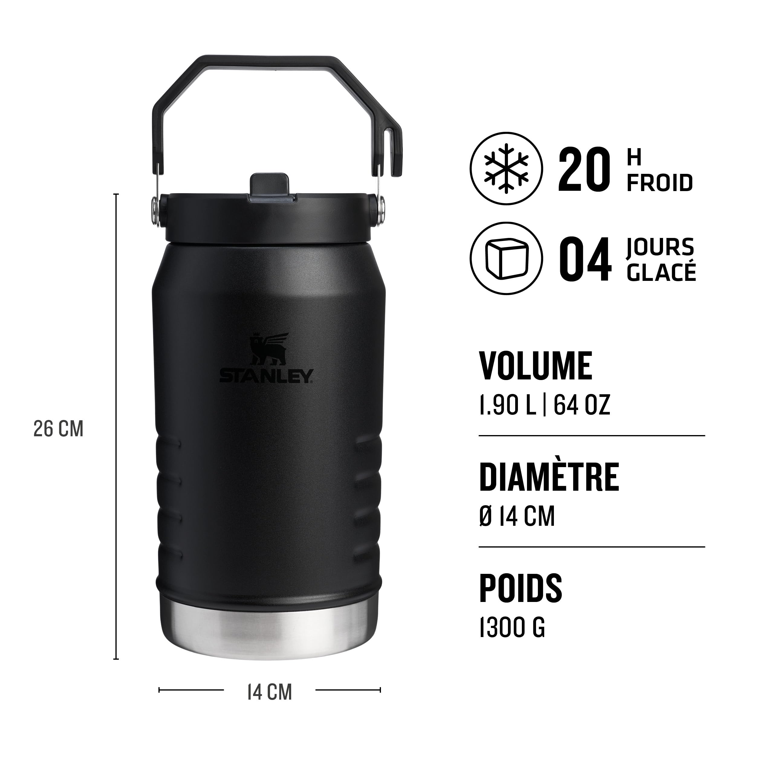Stanley 1913 Iceflow Flip Straw 2.0 Jug 1.90L - Black | 20 Heures Froid - 4 Jours Glacé - Étanche - Bouteille Isotherme En Acier Inoxydable - Sans BPA - Lavable Au Lave-Vaisselle