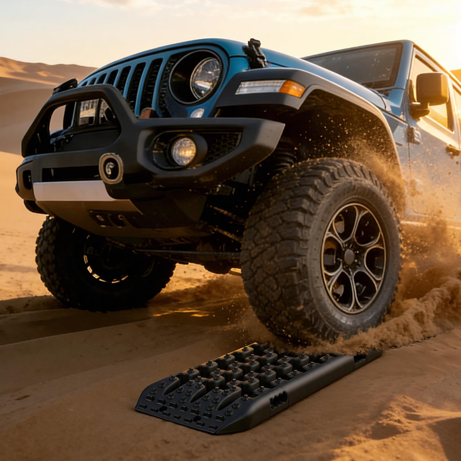 Gimisgu 2X Sandbleche Offroad Traktionsmatte Kunstoff Anfahrhilfe Recovery Board Tracks mit Aufbewahrungstasche und Installationstool，10T Last für Geländewagen Wohnmobil PKW LKW