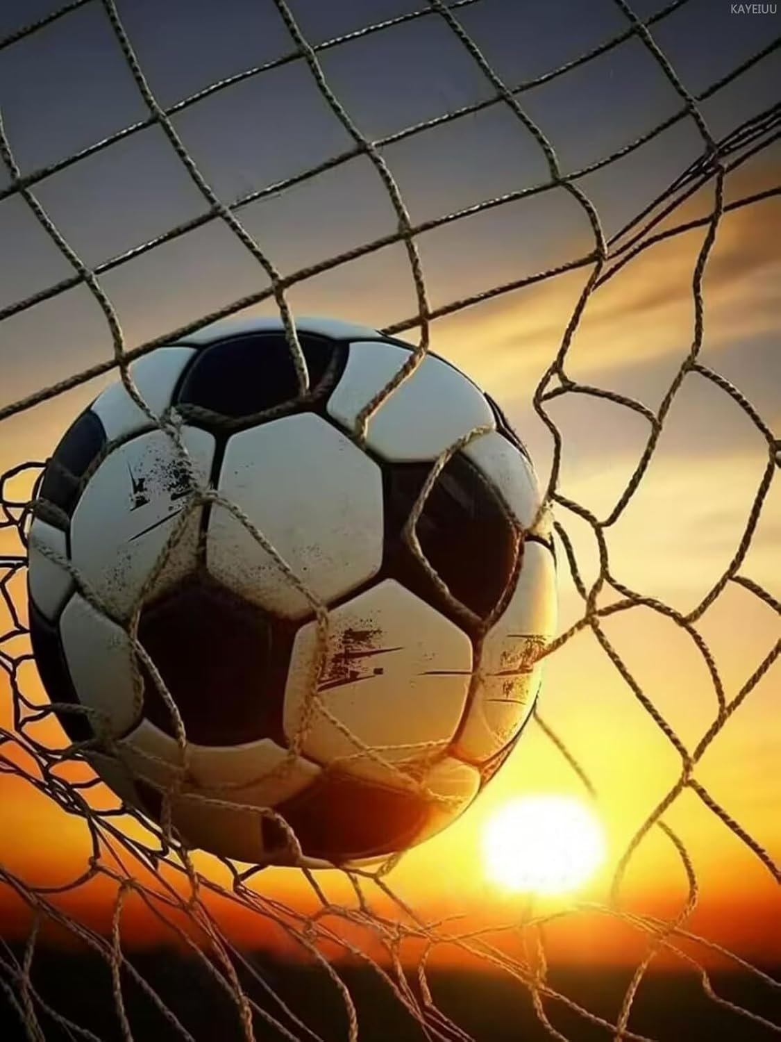 KAYEIUU 5D Adult Diamond Painting Kits, Victory Sunset Soccer Diamond Painting by Number Art Decoration, for Beginner Handmade DIY Craft Room Decor Wall Decor or Gift Giving 12X16inch