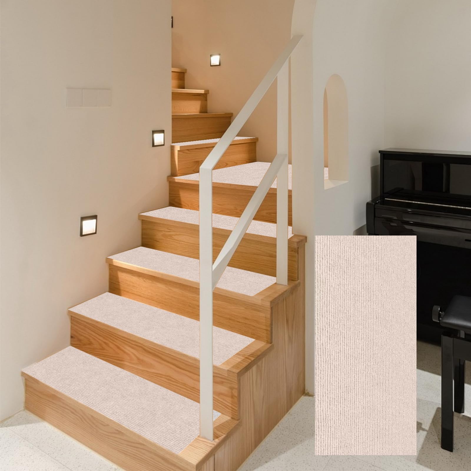 Chodniki Na Schody 35 x 52 cm 100% Poliester, Zdejmowany, Antypoślizgowy, Nadający Się Do Prania, 5 X Dywaniki Na Schody Drewniane, Maty Na Schody, D