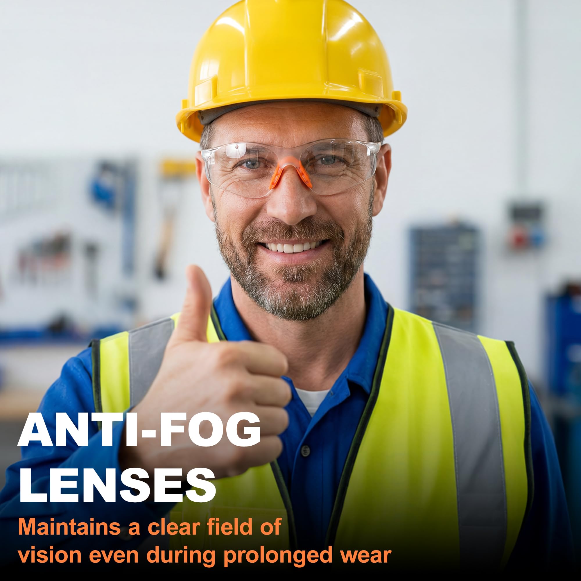 Anteojos de seguridad antivaho para hombres y mujeres, ANSI Z87.1 anteojos de protección ocular con puente nasal suave y puntas de sien