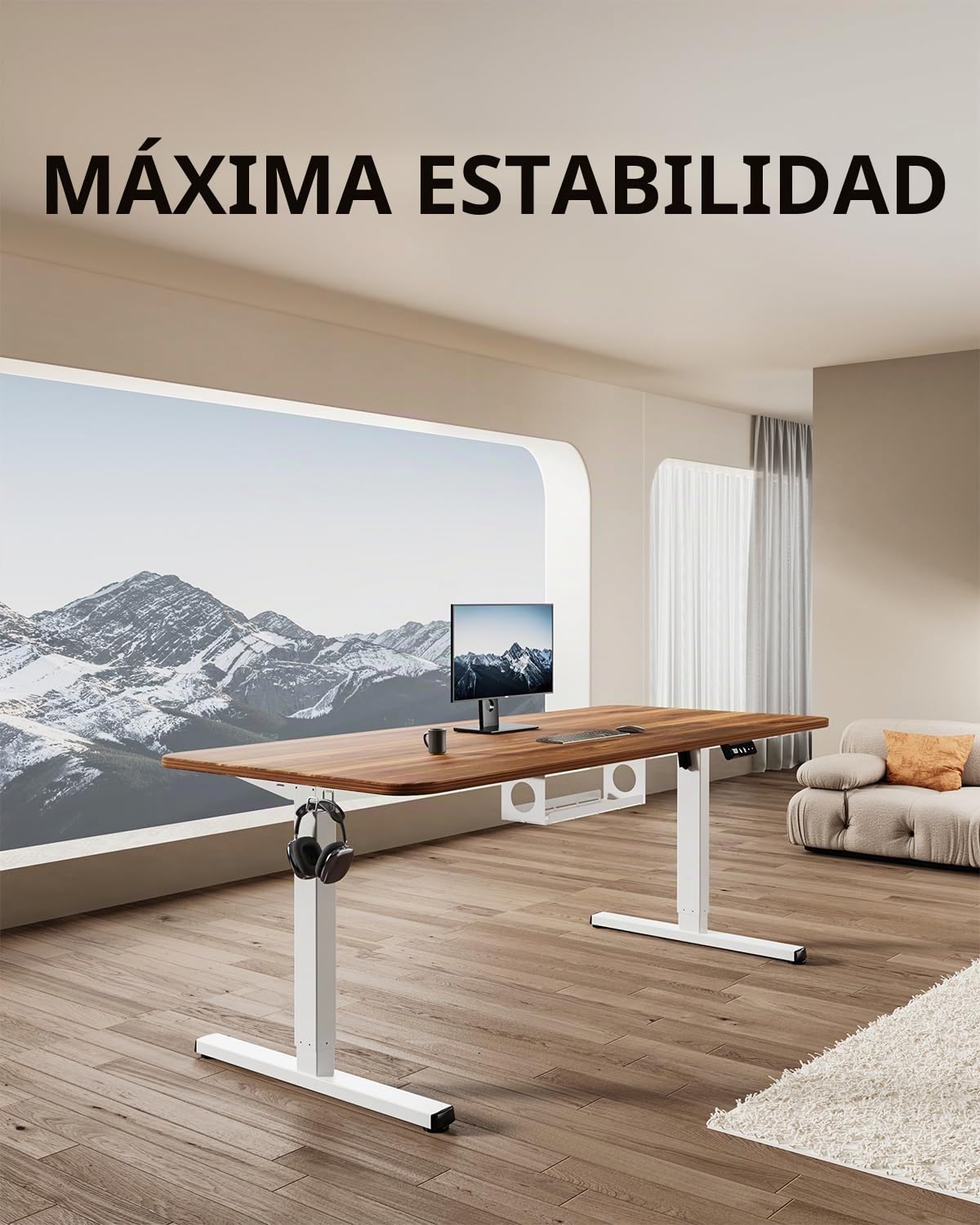 Estructura de escritorio regulable en altura con bandeja para cables, estructura de mesa eléctrica ajustable en altura con motor potente, controlador de memoria y función de protección contra