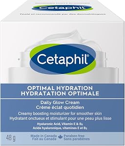 Cetaphil Crème Hydratante Quotidienne Optimal Hydration pour Femmes, Hydratation 48H avec Acide Hyaluronique & Niacinamide, Crème Hydratante pour Peaux Sensibles Déshydratées, Recommandée par les Dermatologues, 48g