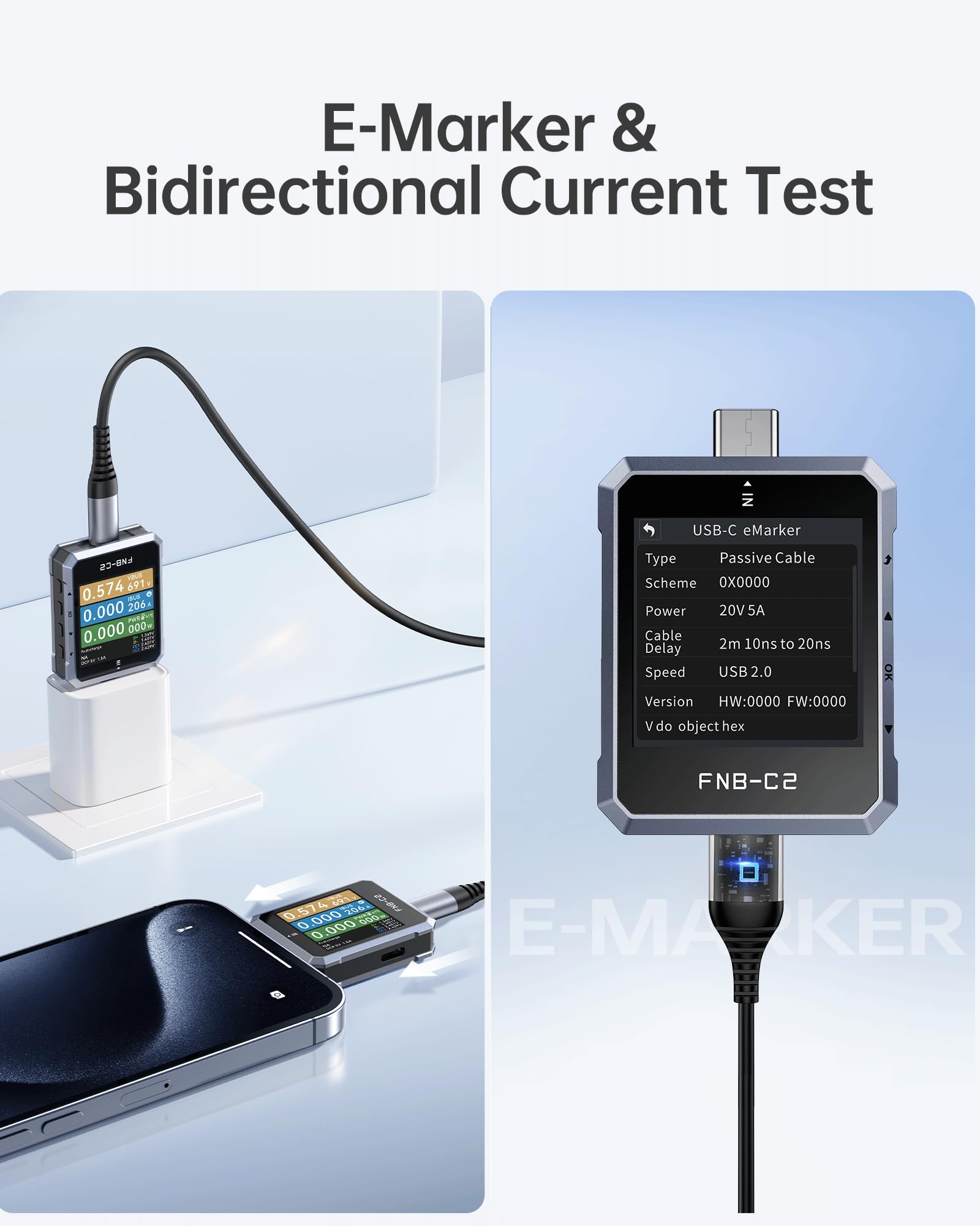 Amazon | FNIRSI FNB-C2 PD3.1 USB-C テスター 240W、双方向、E