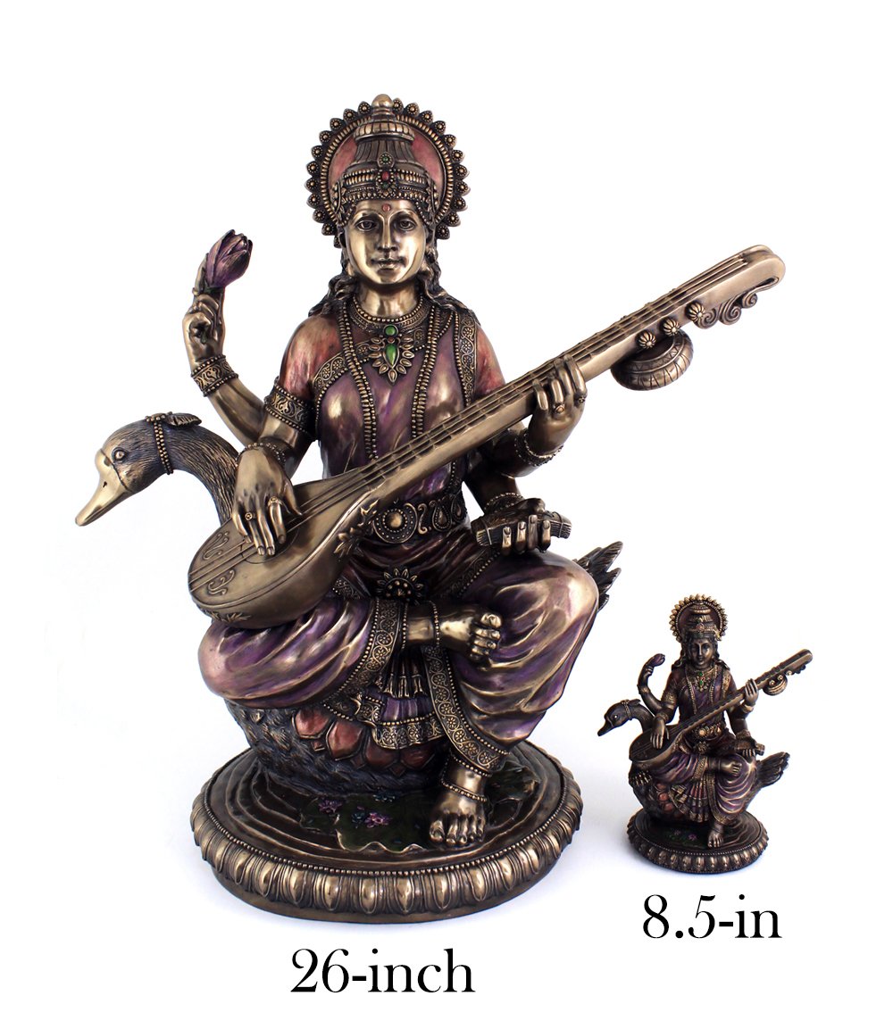 BLVE büyük açık Brahmanism dini Hindu tanrı beyaz mermer Saraswati heykeli Phoen