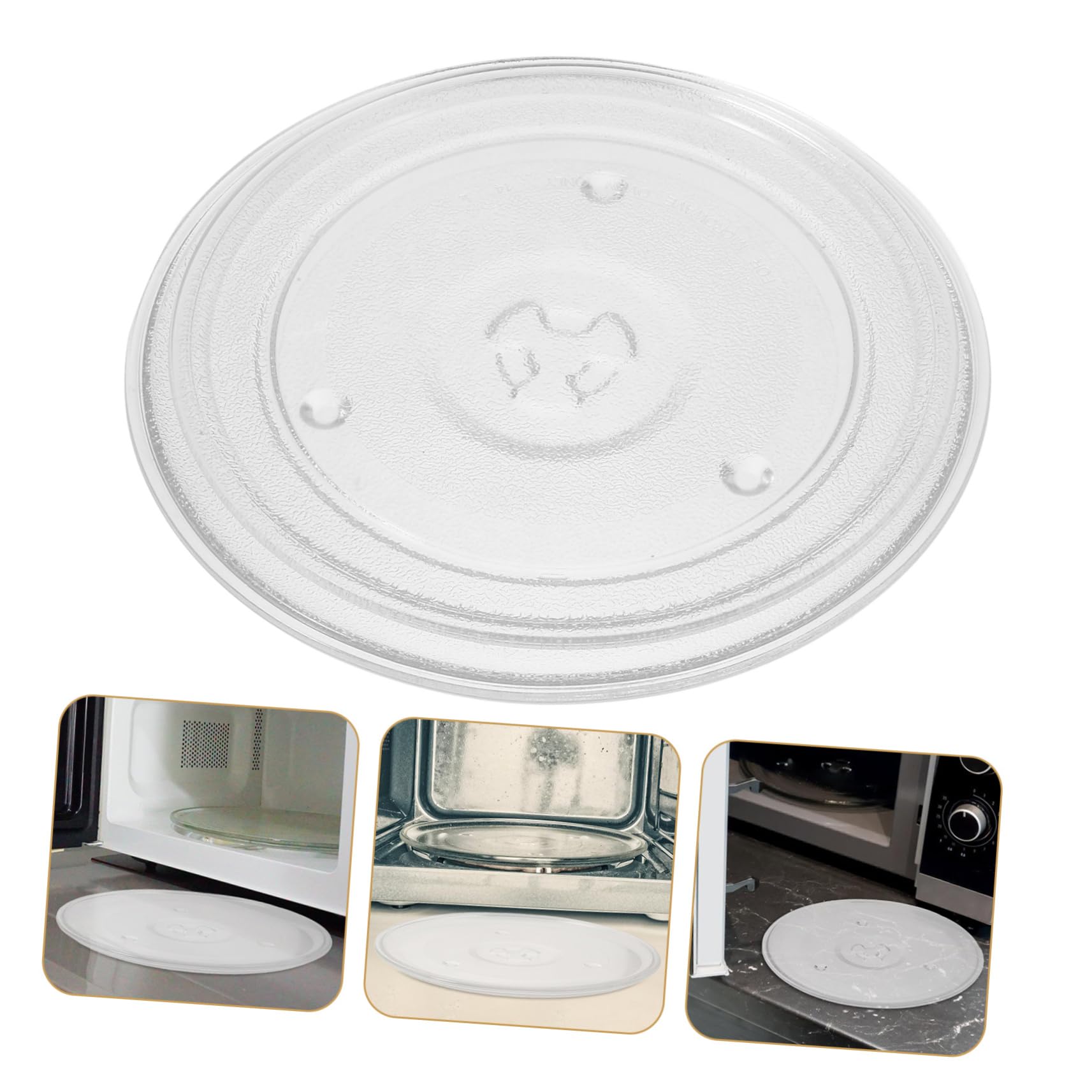 Operitacx Plato Giratorio de Vidrio y Microondas para Repuesto de 2 Piezas, Resistente al Calor Movimiento Suave para Calentamiento Uniforme