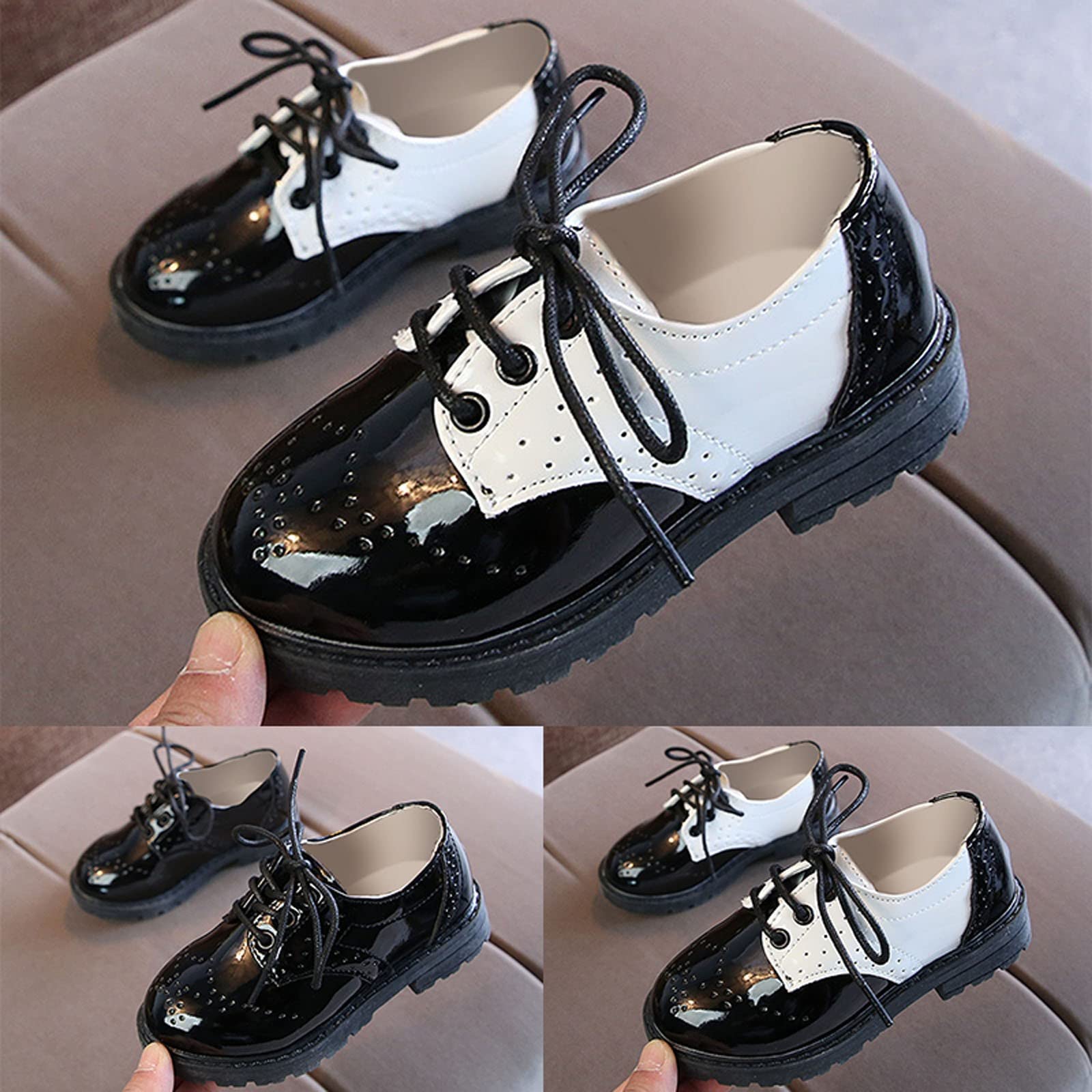Primavera y verano suela de goma suave y ligera con cordones, zapatos de moda brillantes para niños alarma de precios