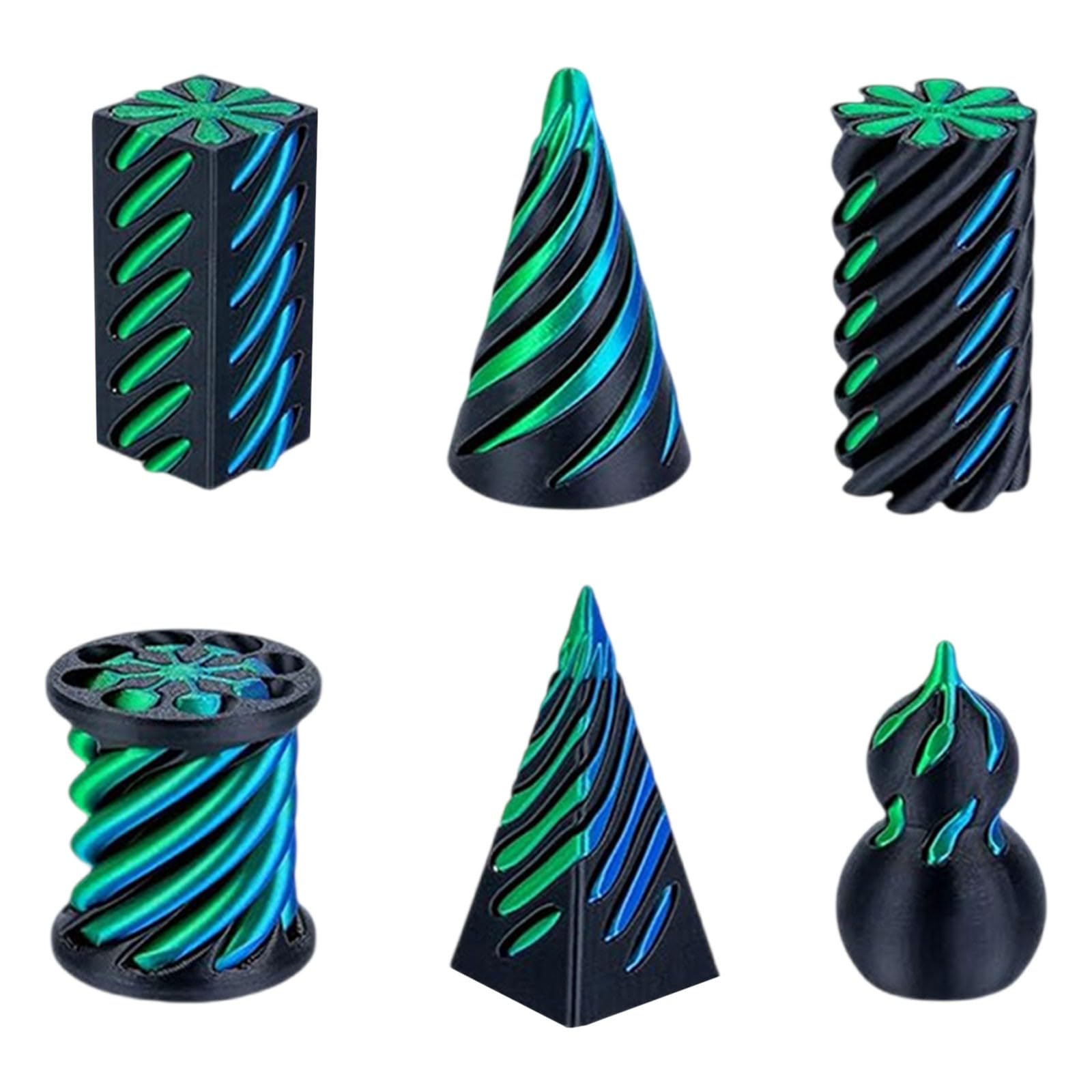 6PCS Spiral 3D Printed Fidget Toy, Spiral Cone Fidget Toy, Impossible 3D Printed Stress Relief Toys Set, Fun Toys for Adults Kids, Office, School or Home Relief Anxiety and Enhance Focus (A04)