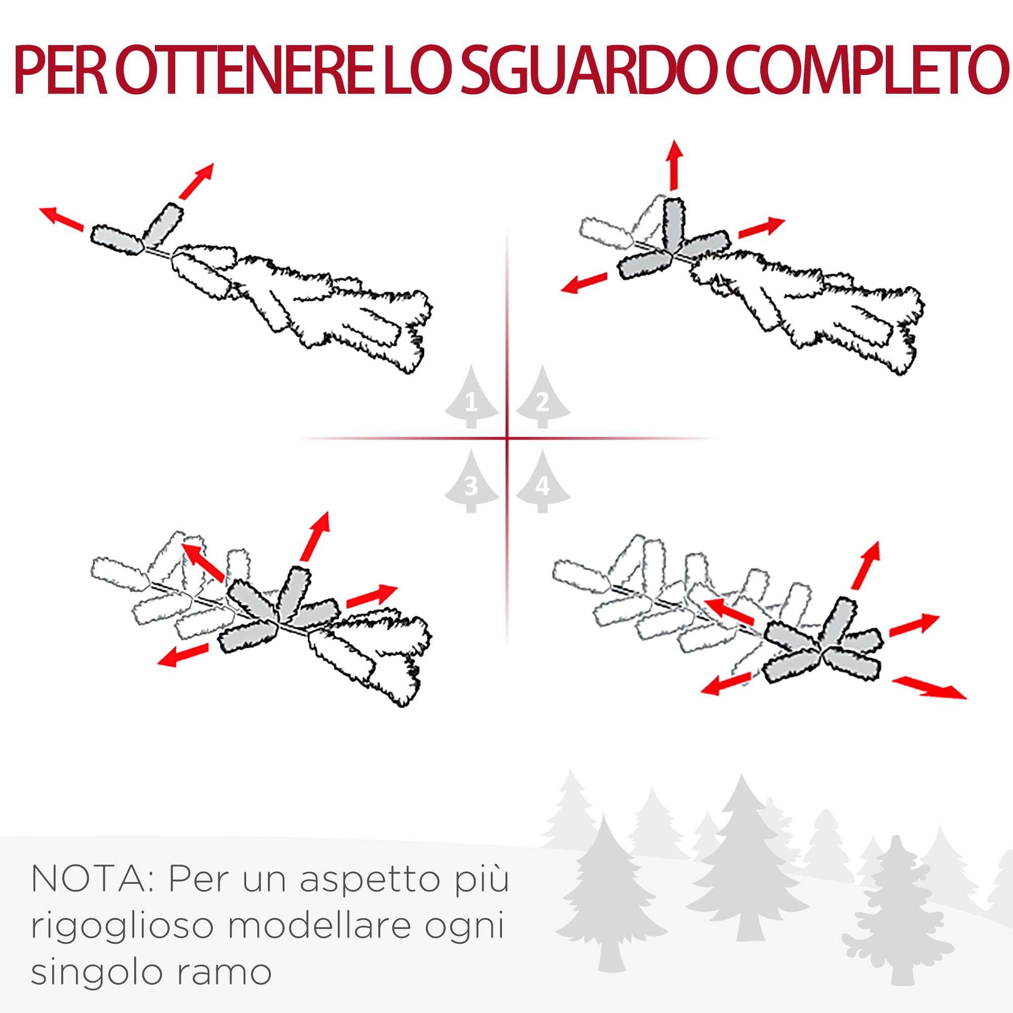 HOMCOM Alberi di Natale Artificiali Slim Set 2 390 Rami Ø55x180 cm Verde