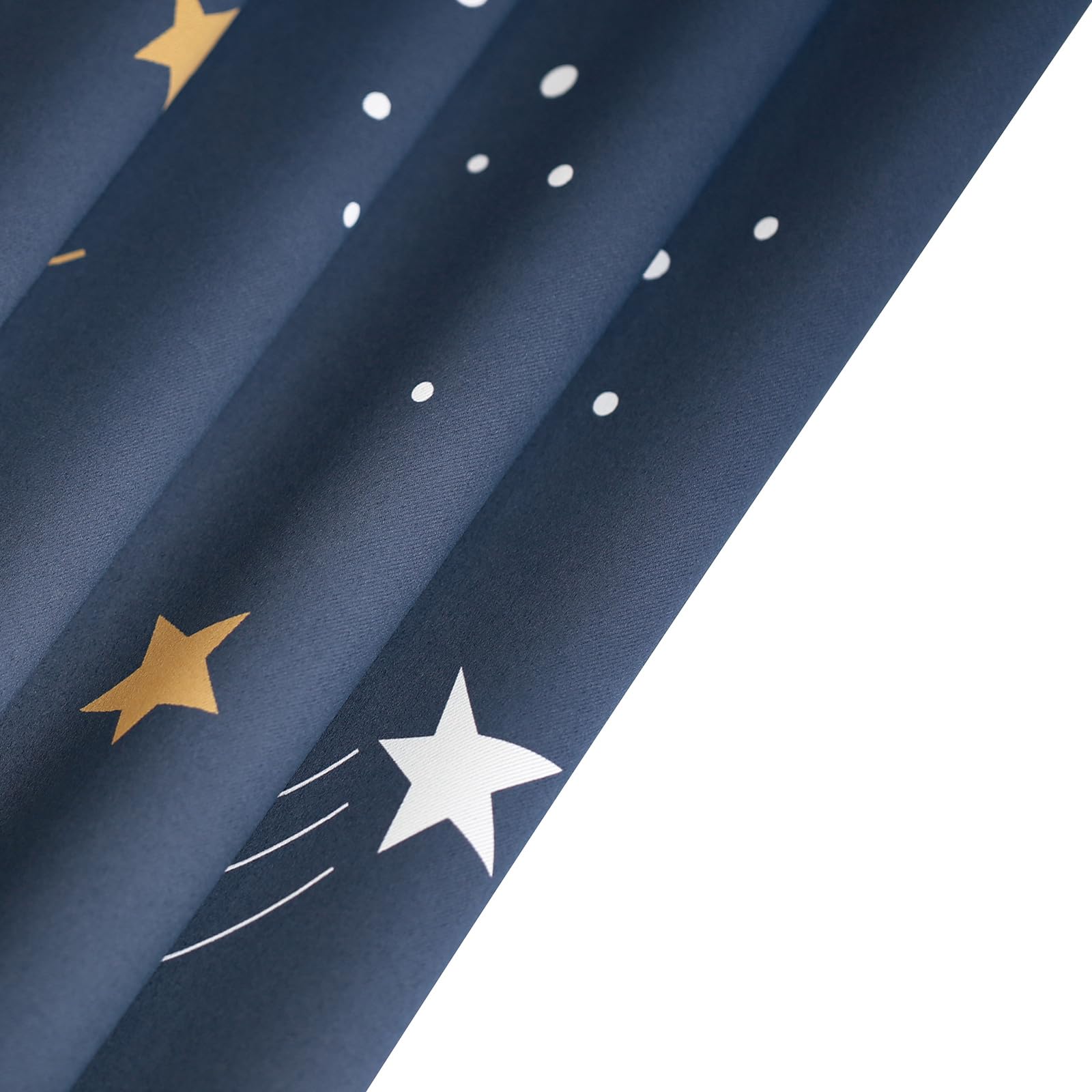 L.Z.E Gardinen Vorhänge Verdunklung für Kinder Schlafzimmer Wohnzimmer, Dunkelblau Sternenhimmel Gardine Vorhang, 245 cm Lang mit Ösen, 2er Set 80-85% Abdunkelnd Blickdicht Ösenschals (LZE2260E-NV245)