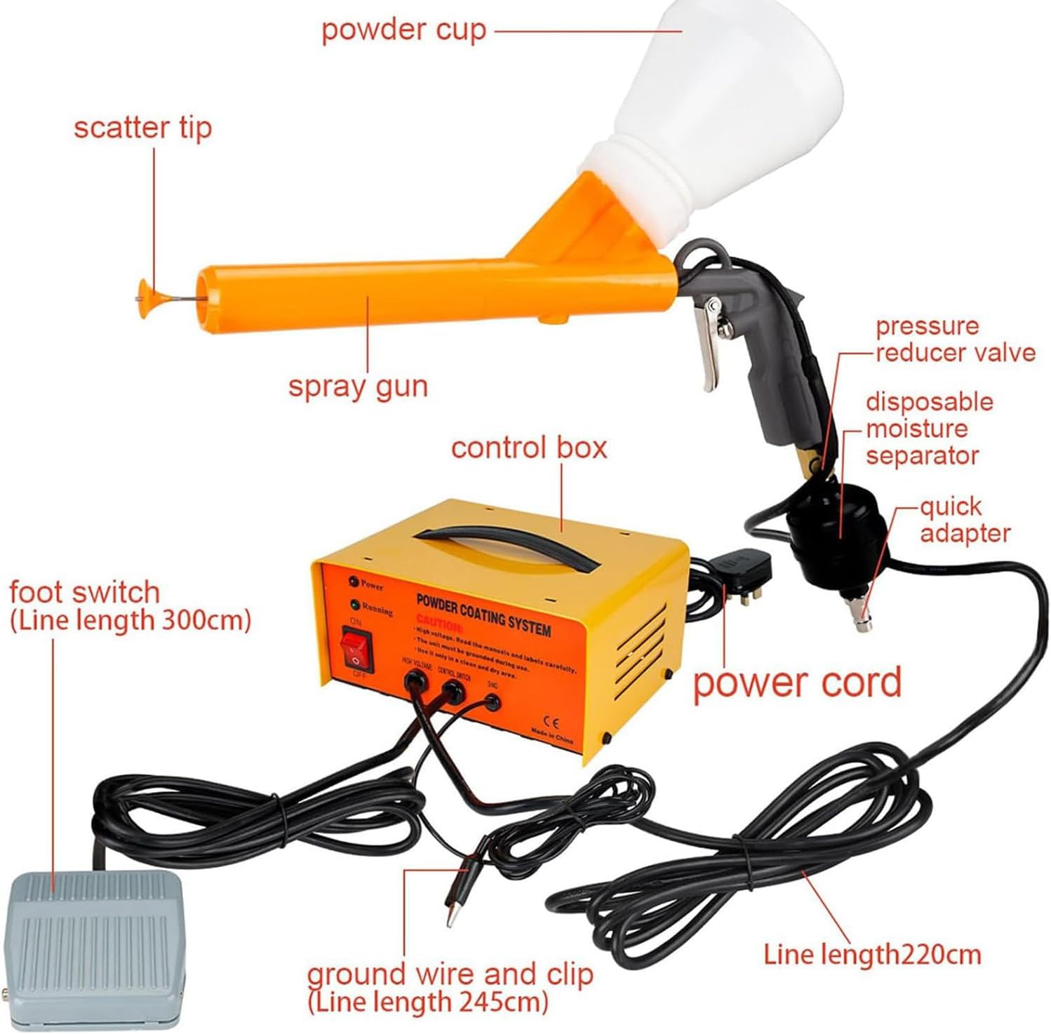 Powder Coating System, Electrostatic Powder Coating Machine Portable Coat Machine Paint Gun Set