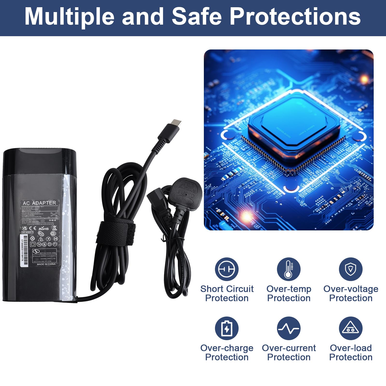 140W Alimentatore Portatile USB C per HP ZBook Ultra G1a 14" HP ZBook 8 G1i G1ak 14" 16", H-P Omen Transcend 14, Z-Book Firefly 14 16 G11 G10 Spectre X360 2-in-1 16-aa0023dx 0047nr 0097nr