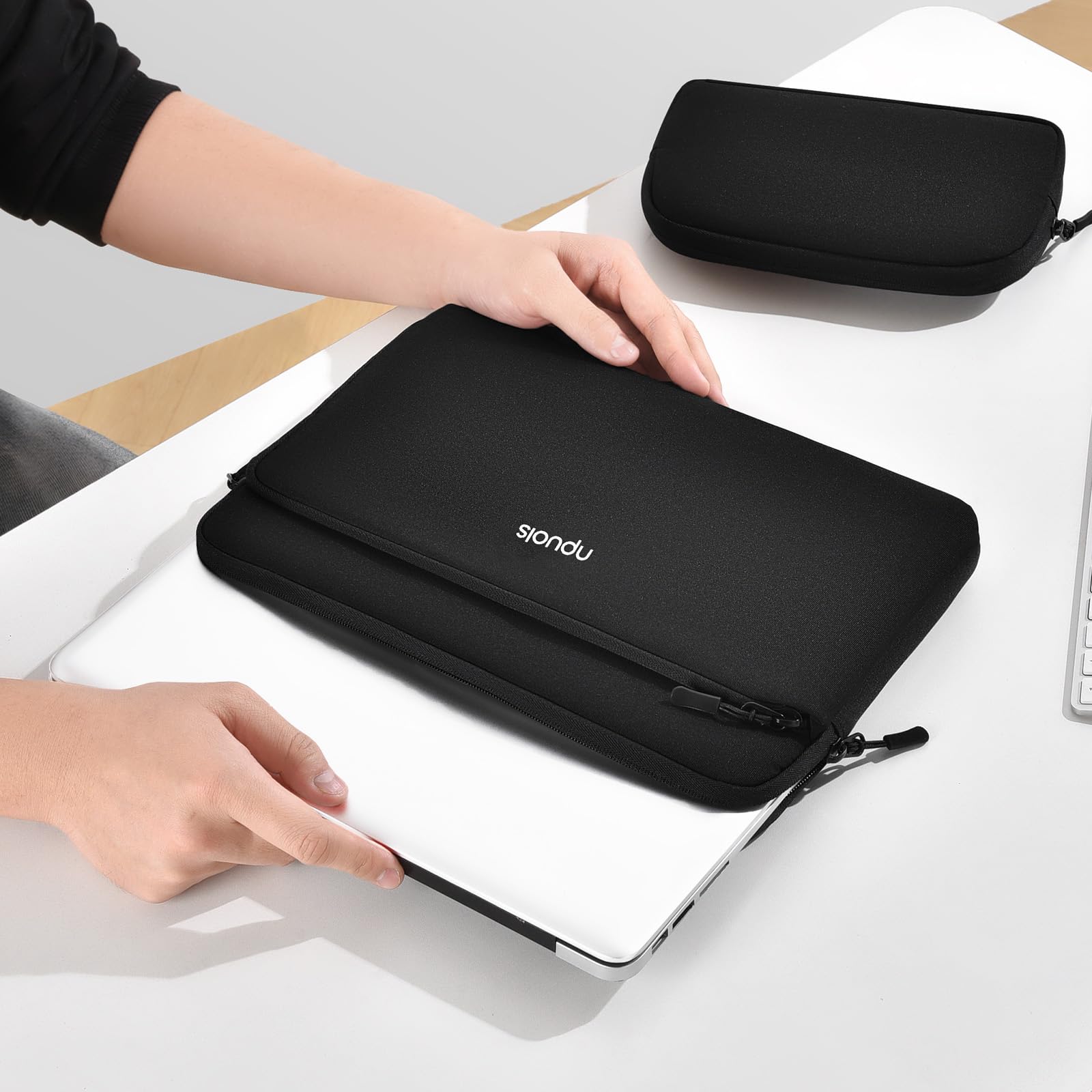13 Zoll Kombipaket Laptoptasche Hülle für MacBook Air 13/13.6 M5/M4/M3/M2/M1, MacBook Neo 13,MacBook Pro 13.3 & 13" Surface HP Lenovo,Wasserabweisende Schutzhülle mit L-förmigem Vorderfach
