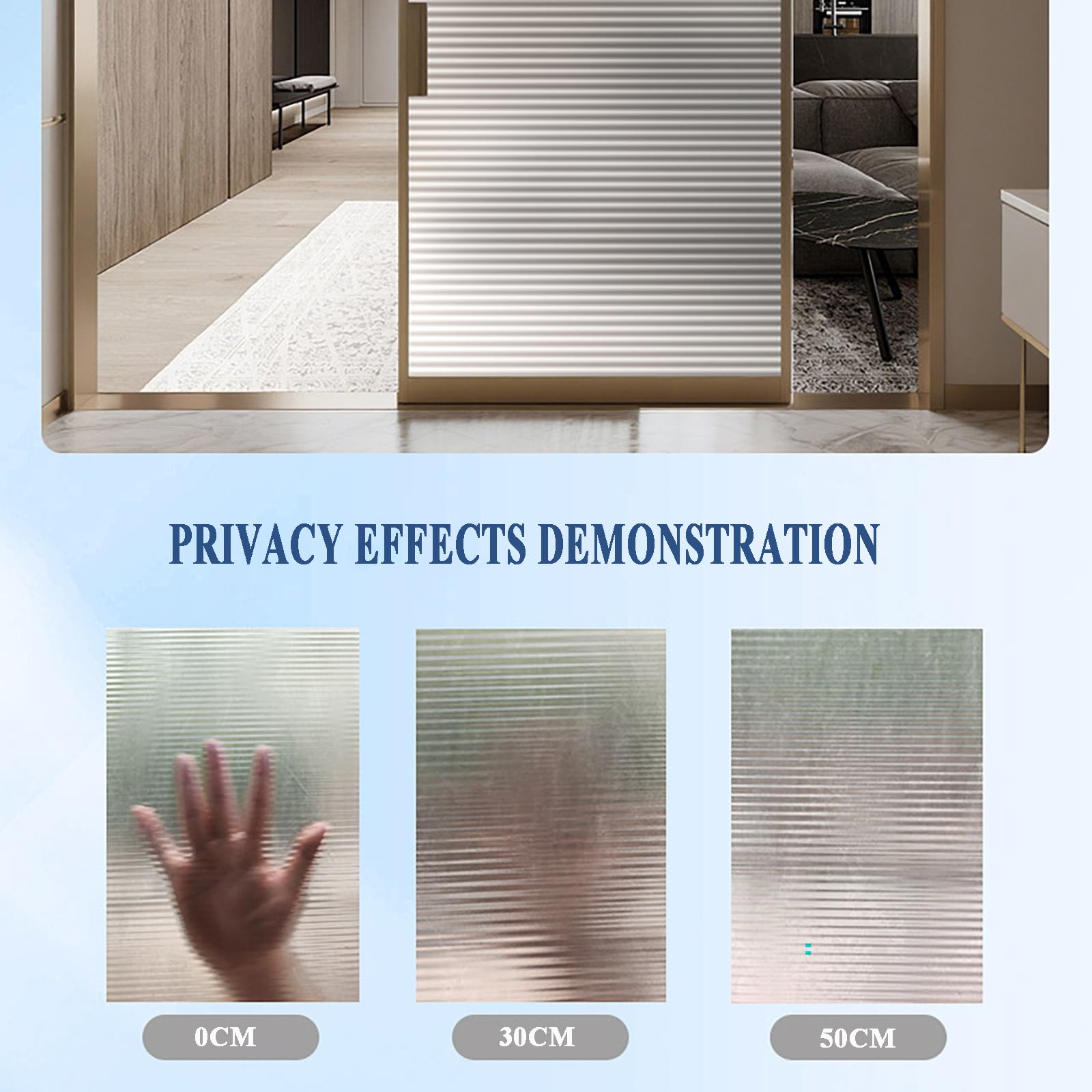 Sicherheitsfolie für Fenster 0.12 mm, Mattierte UV-Schutz Folie, Elektrostatisch Haftend, Isolierfolie für Glas - Badezimmer, Wohnzimmer, Büro(Size:90CM*10M,Color:Blau)