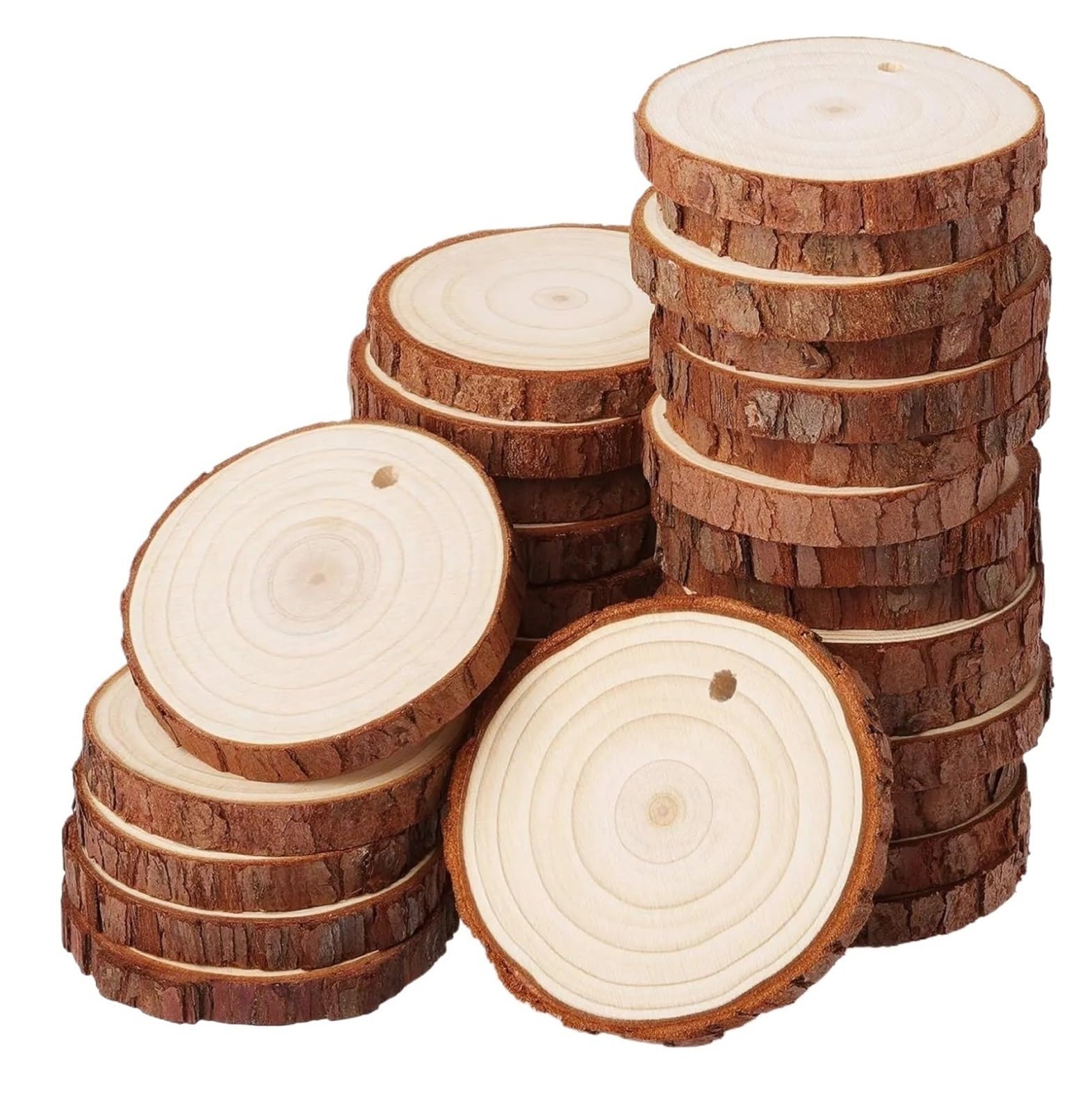20pcs Wood Slices Craft Kit with Hole Para Decorar