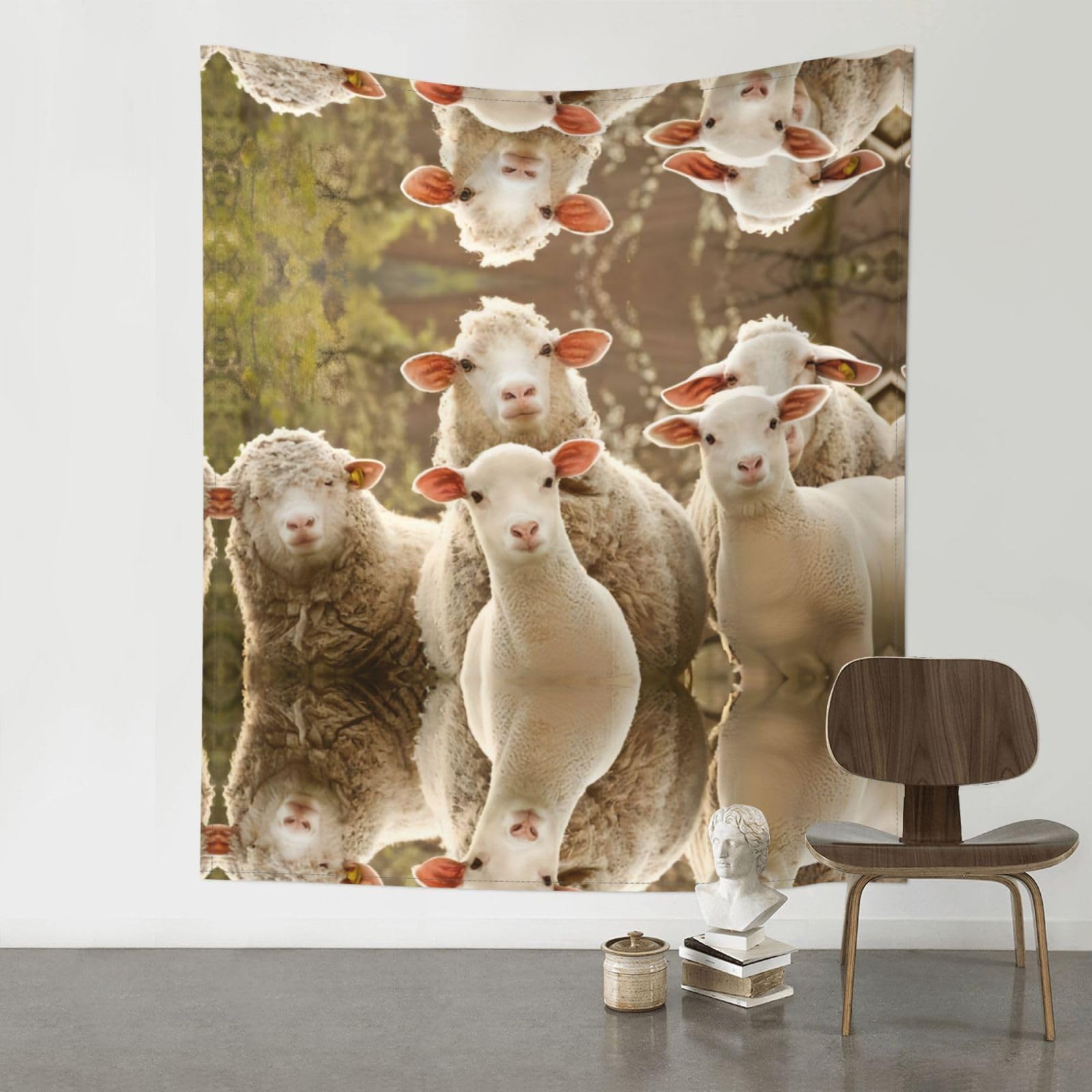 WHJSSF Sheep And Lambs Prints 60x51in Wall Tapestry Bohemian Throw Blanket Dorm Decor Beach Picnic Cover