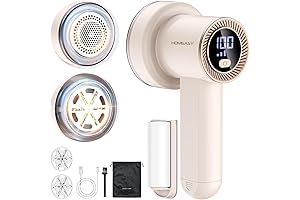 HOMEASY Fabric Shaver, Fuzz Remover, Electric Lint Shaver with 3 Blades & LED Digital Display