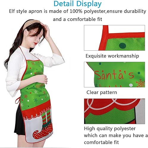 Miniatura 5 de smylls Delantal de cocina de Navidad, estilo árbol de Navidad, delantal de cocina para adultos, para fiesta de Navidad, chef, cocina, restaurante,