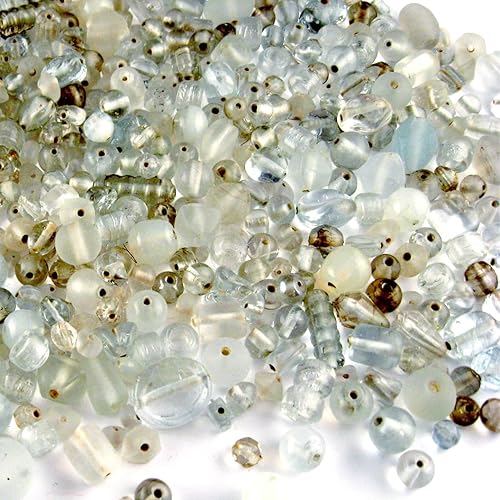 The Crafts Outlet Cuentas de vidrio transparentes de 4 onzas = 3.95 oz de formas y tamaños surtidos de 6 a 0.472 in