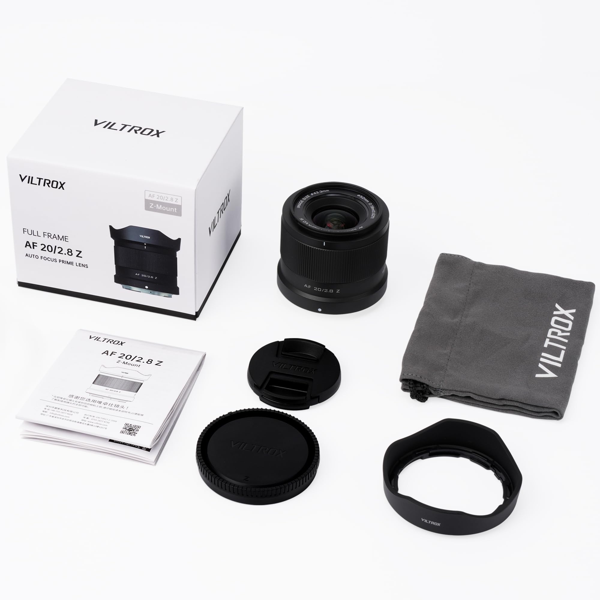 VILTROX 20mm F2.8 f/2.8 Z-Mount Obiettivo per Fotocamera, Full Frame, Ultra Grandangolare, con Messa a Fuoco Automatica, Compatibile con Fotocamere Nikon Z-Mount Z5 Z6 Z6Ⅱ Z7 Z7Ⅱ Z8 Z9 Z30 Z50 ZFC