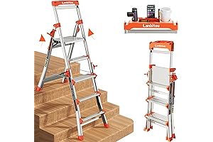 Sturdy 5-Step Aluminum Folding Staircase with Anti-Slip Pedals