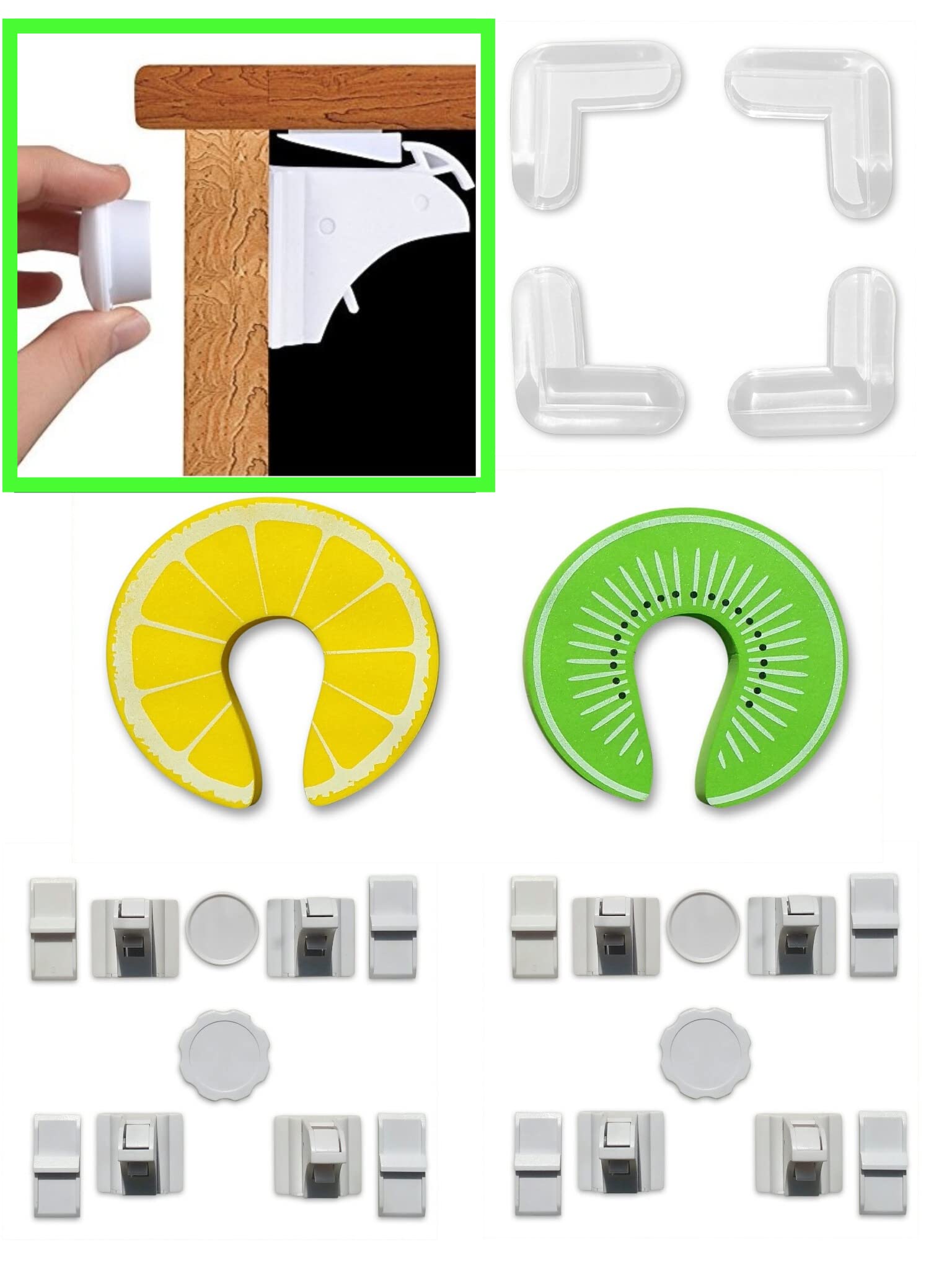 Magnetic Baby Safety Cupboard Locks & Bonus Babyproof Kit (8+2 Keys)| Child, Infant, Baby Home Safety | Invisible Cupboard Support | Bonus Corner Protectors & Door Finger Safes. (20-Piece Set)