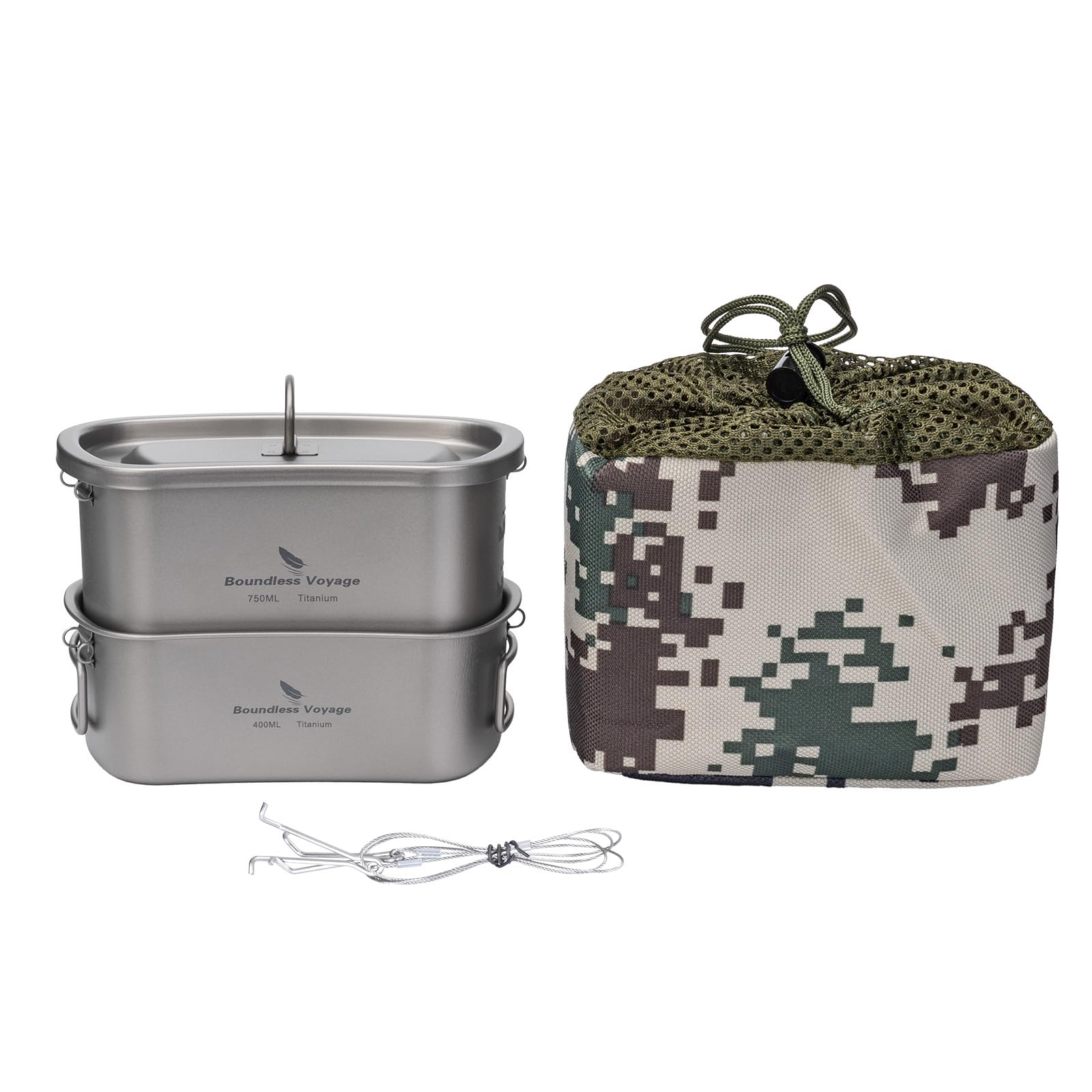 iBasingo Camping Titan Feldflasche Kochgeschirr 750ml+400ml Becher 1100ml Militär Wasserflasche Outdoor Kantine Tassen Set Ultraleicht Canteen Cup Kochset Geschirr Nierenkessel Trinkflasche