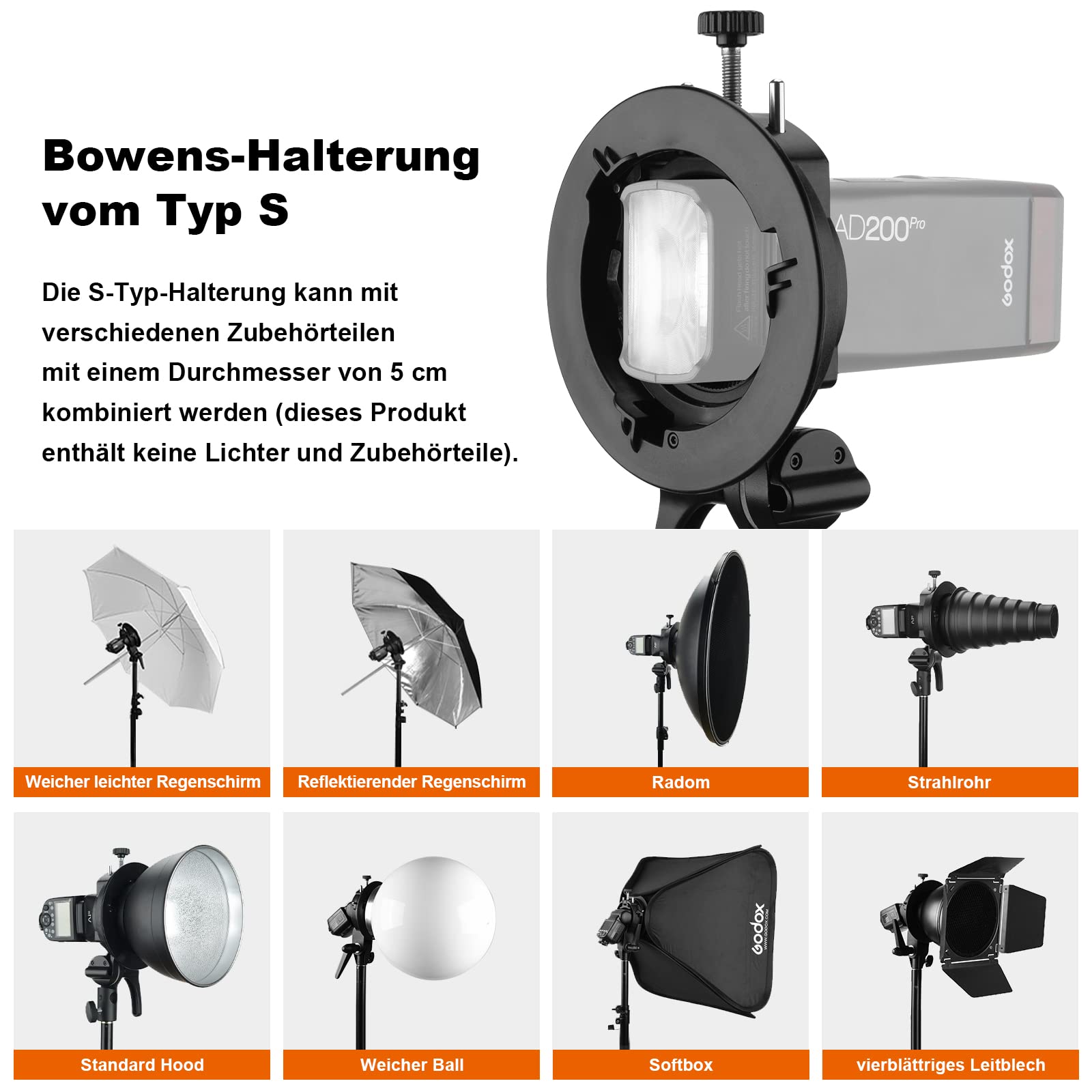 GODOX S2 60x60cm 24"*24" Plegable Universal Softbox Kit Bowen Mount S-Type Bracket para Godox V1 AD400Pro AD200Pro AD200 V860II TT685 TT600 TT350 Flash Speedlite Foto Estudio Fotografía Portait