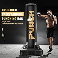 Vista 2 de Bolsa de boxeo pesada con soporte para adultos y adolescentes, bolsa de boxeo inflable independiente con guantes, set de kickboxing y boxeo