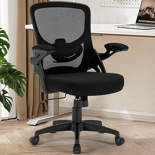 Silla de oficina, silla ergonómica de escritorio para computadora con soporte lumbar ajustable, cómoda silla de malla transpirable con brazos